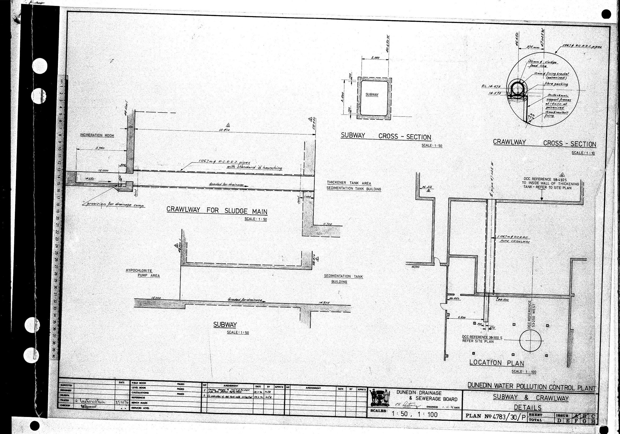DUNEDIN WATER POLLUTION CONTROL PLANT - SUBWAY &amp; CRAWLWAY DETAILS