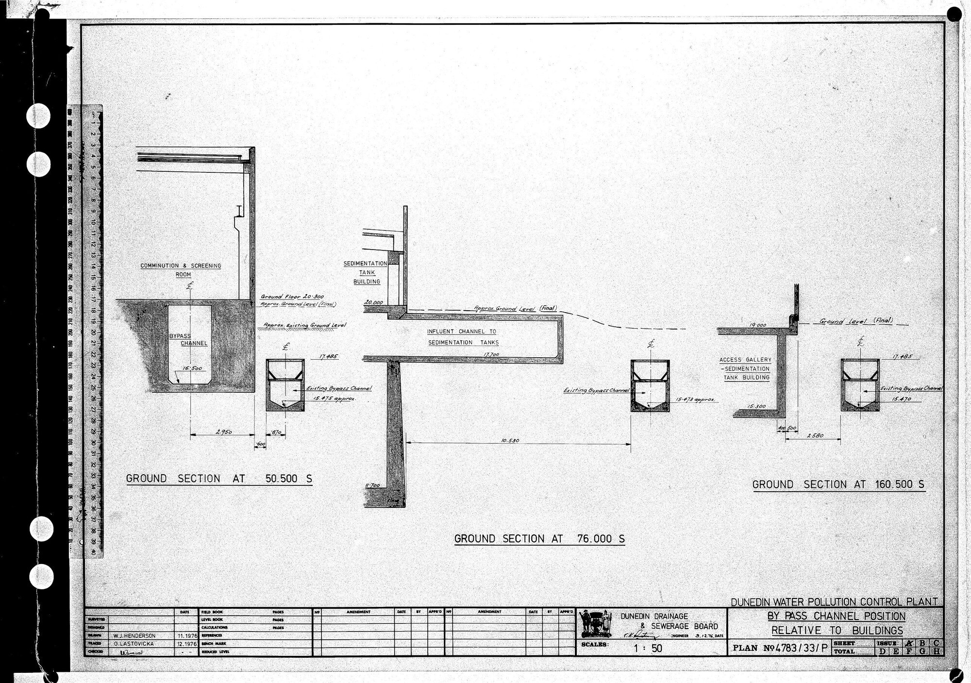 DUNEDIN WATER POLLUTION CONTROL PLANT - BY PASS CHANNEL POSITION RELATIVE TO BUILDINGS