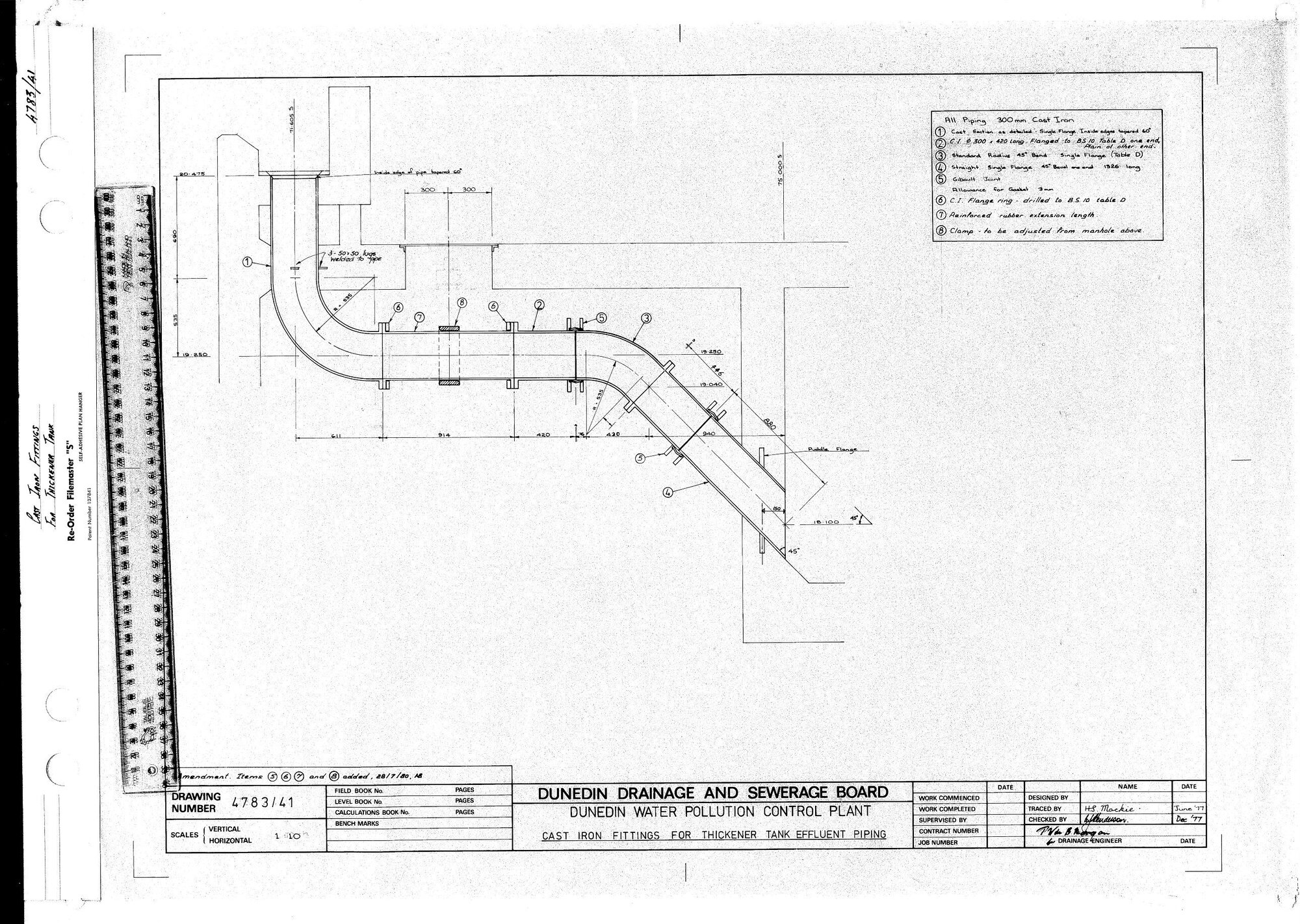 DUNEDIN WATER POLLUTION CONTROL PLANT - CAST IRON FITTINGS FOR THICKENER TANK EFFLUENT PIPING