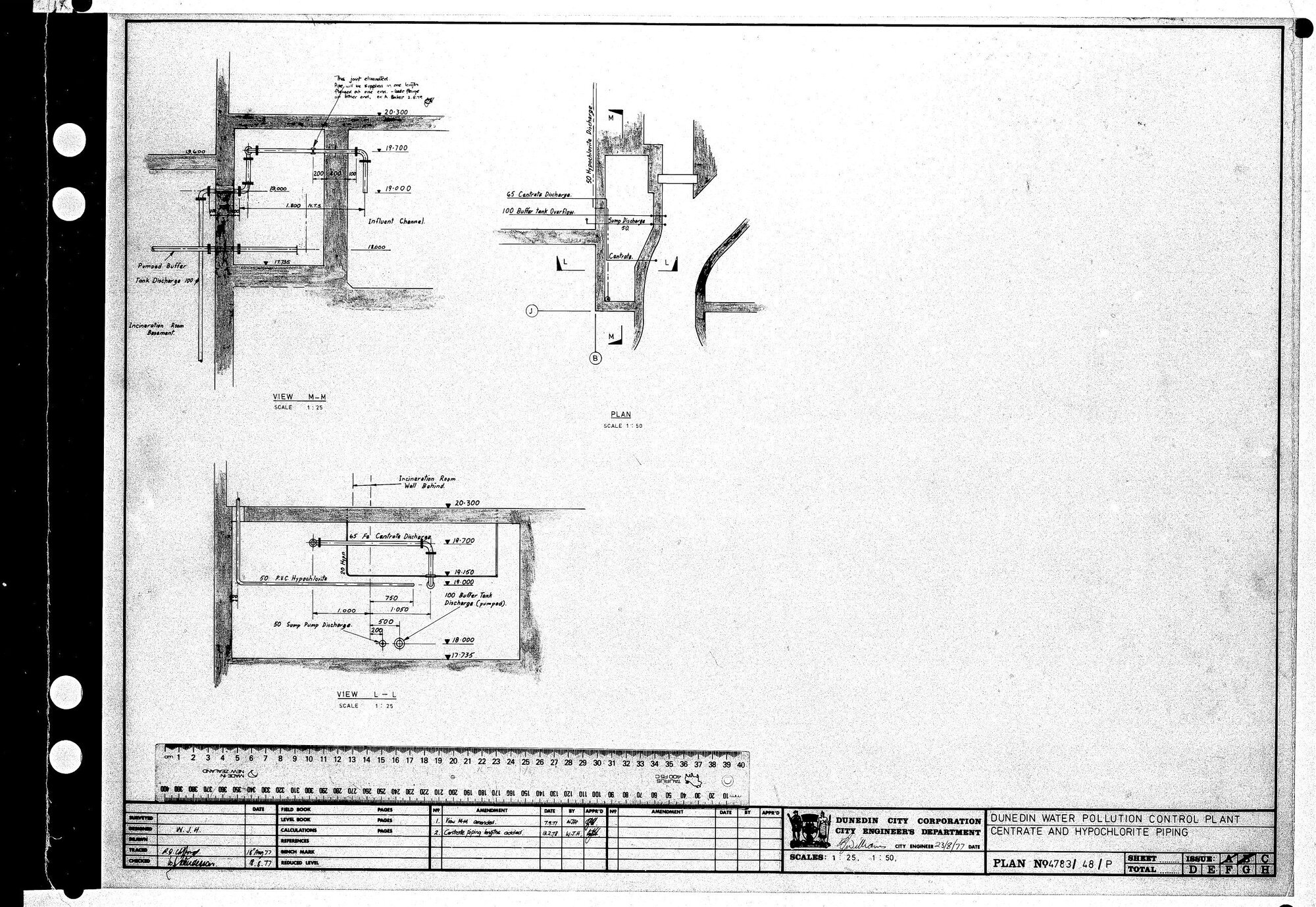DUNEDIN WATER POLLUTION CONTROL PLANT - CENTRATE AND HYPOCHLORITE PIPING