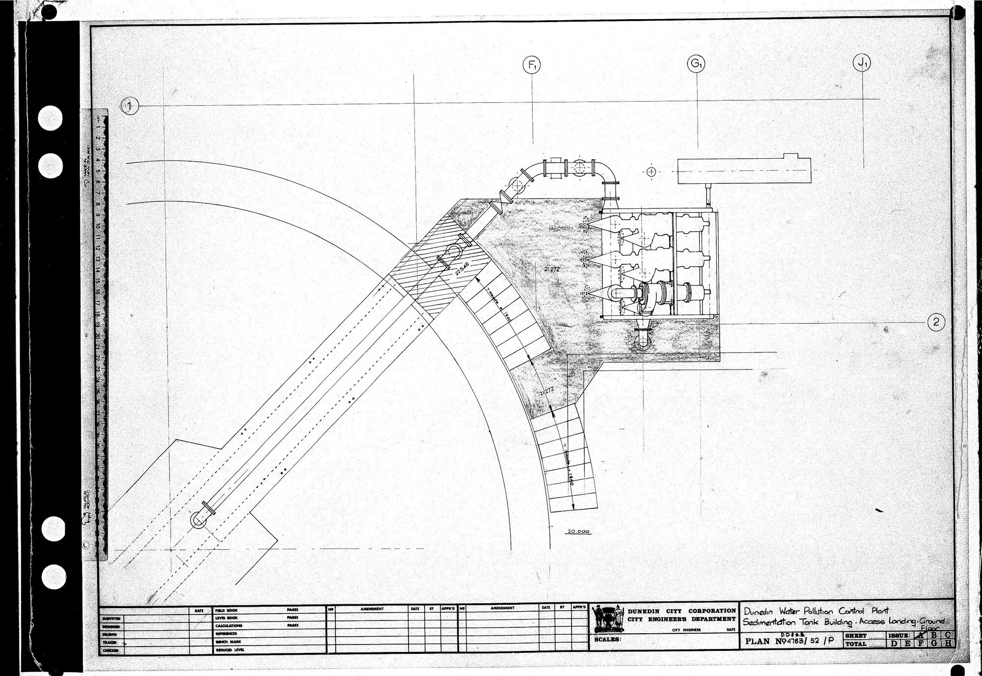 DUNEDIN WATER POLLUTION CONTROL PLANT - SEDIMENTATION TANK BUILDING - ACCESS LANDING GROUND FLOOR