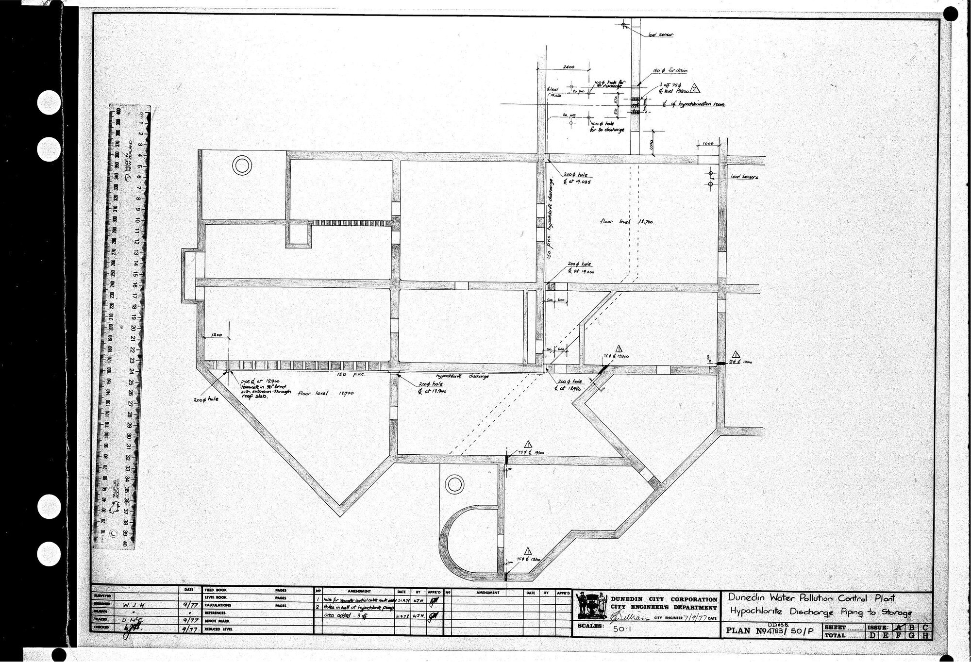 DUNEDIN WATER POLLUTION CONTROL PLANT - HYPOCHLOITE DISCHARGE PIPING TO STORAGE