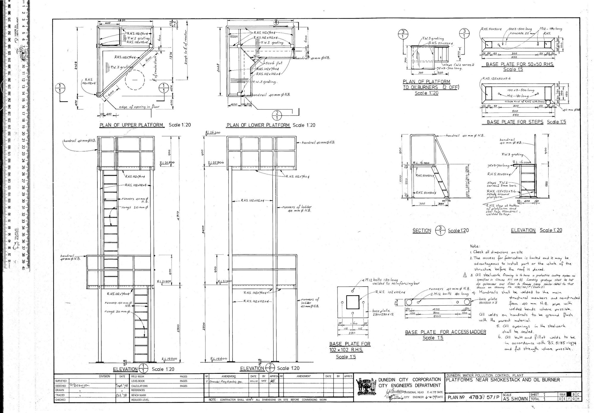 DUNEDIN WATER POLLUTION CONTROL PLANT - PLATFORMS NEAR SMOKESTACK AND OIL BURNER
