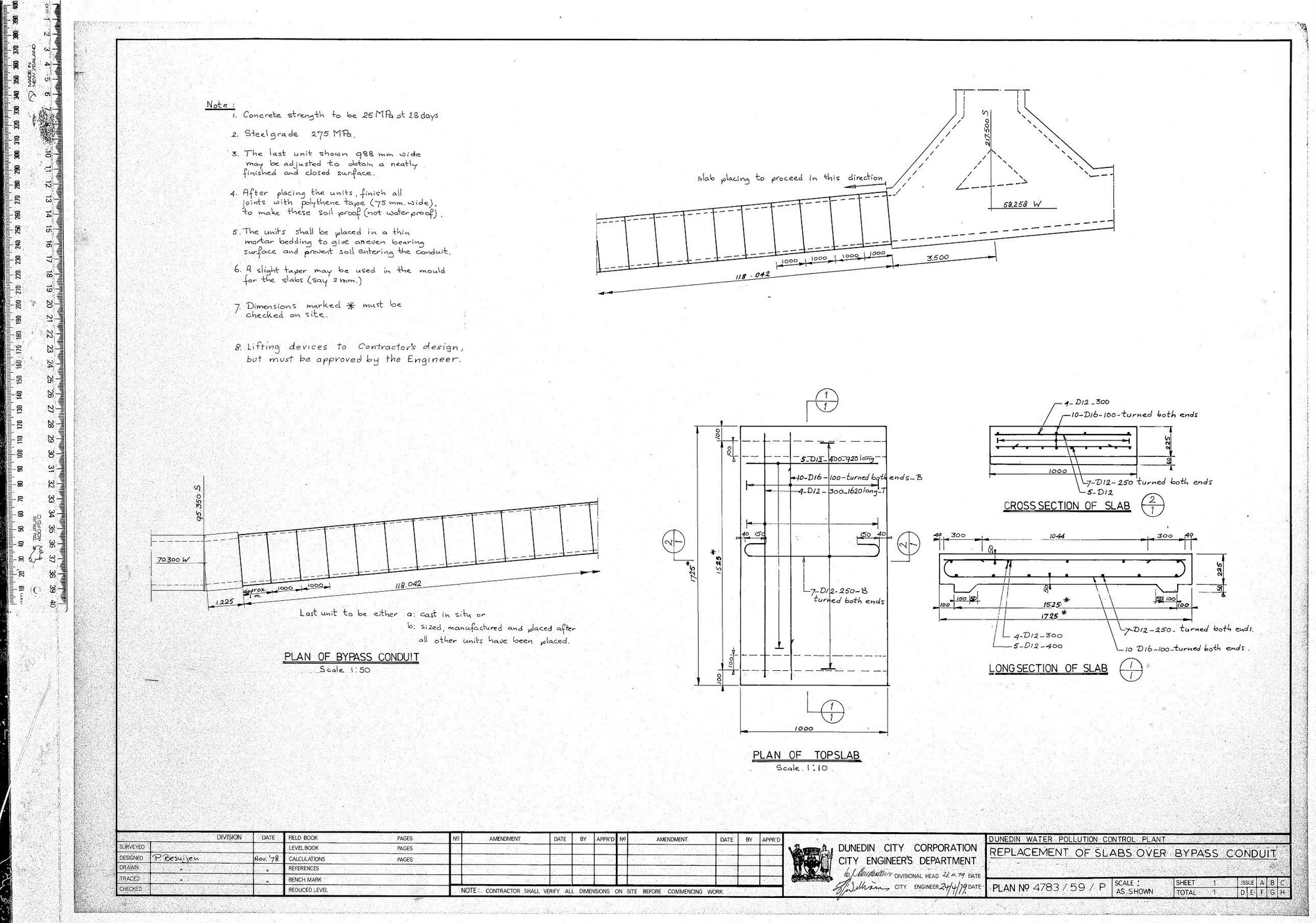 DUNEDIN WATER POLLUTION CONTROL PLANT - REPLACEMENT OF SLABS OVER BYPASS CONDUIT