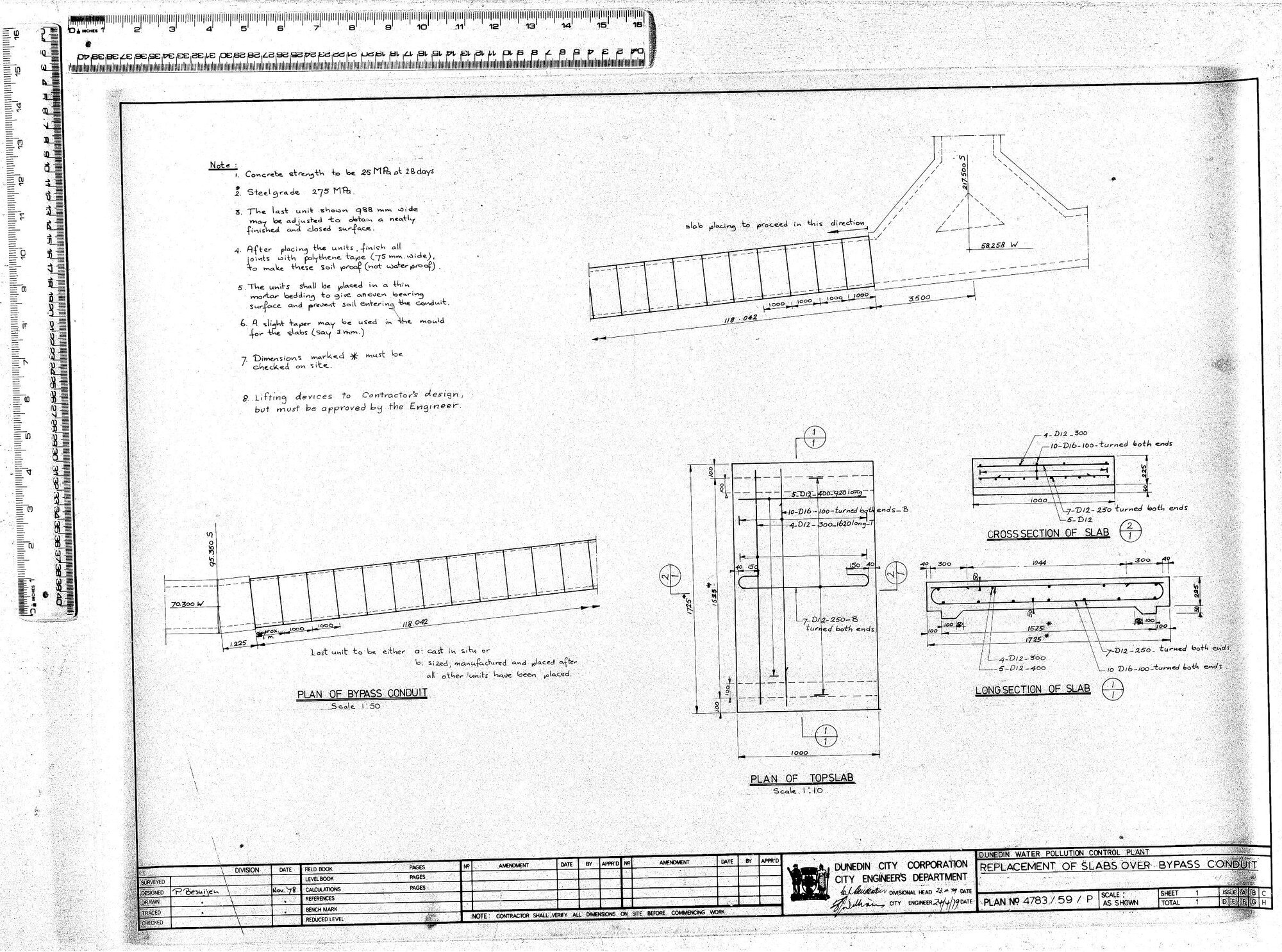 DUNEDIN WATER POLLUTION CONTROL PLANT - REPLACEMENT OF SLABS OVER BYPASS CONDUIT