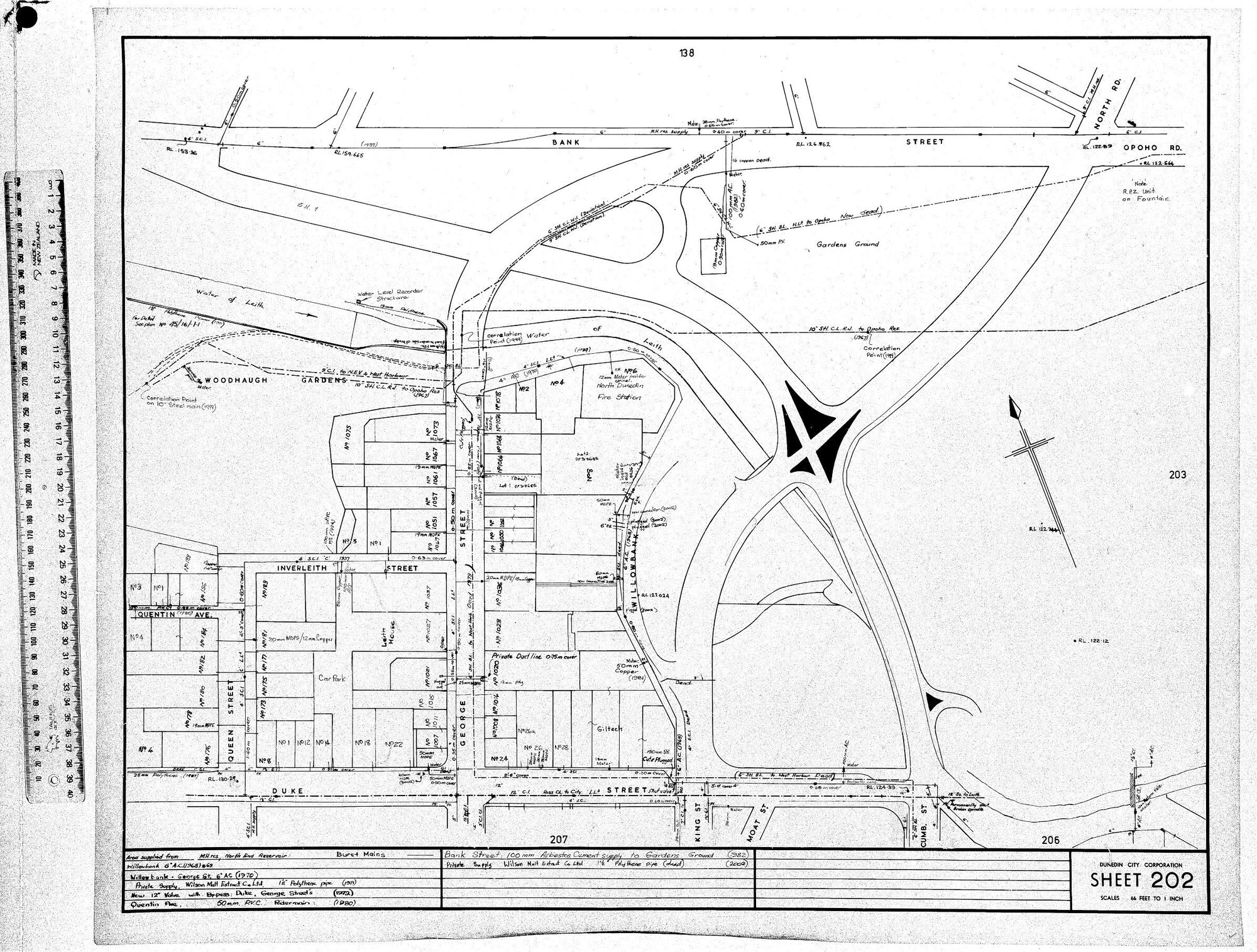 AREA SUPPLIED FROM M.H RES, NORTH END RESERVOIR - BURST MAINS