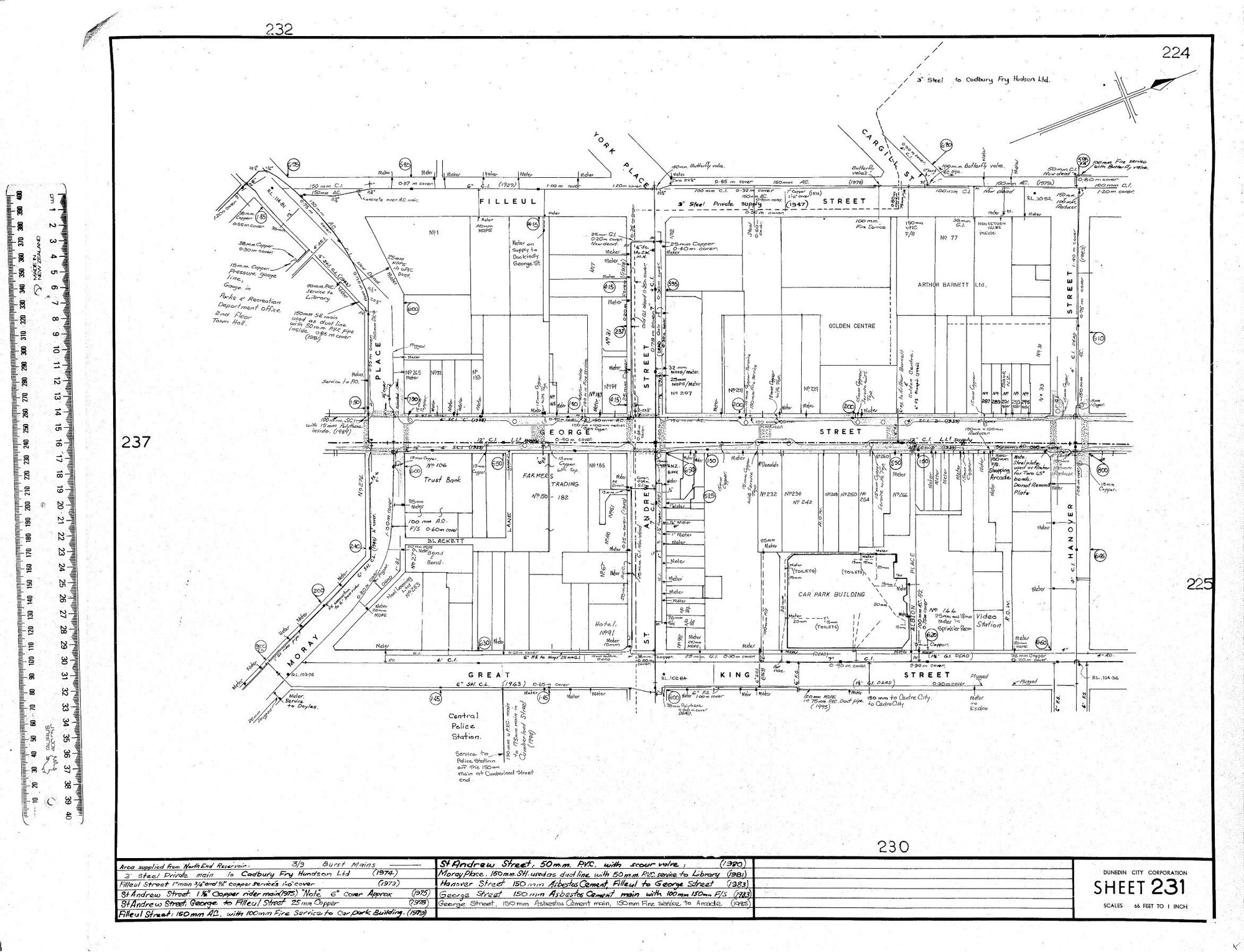 AREA SUPPLIED FROM NORTH END RESERVOIR - 3/9 - BURST MAINS