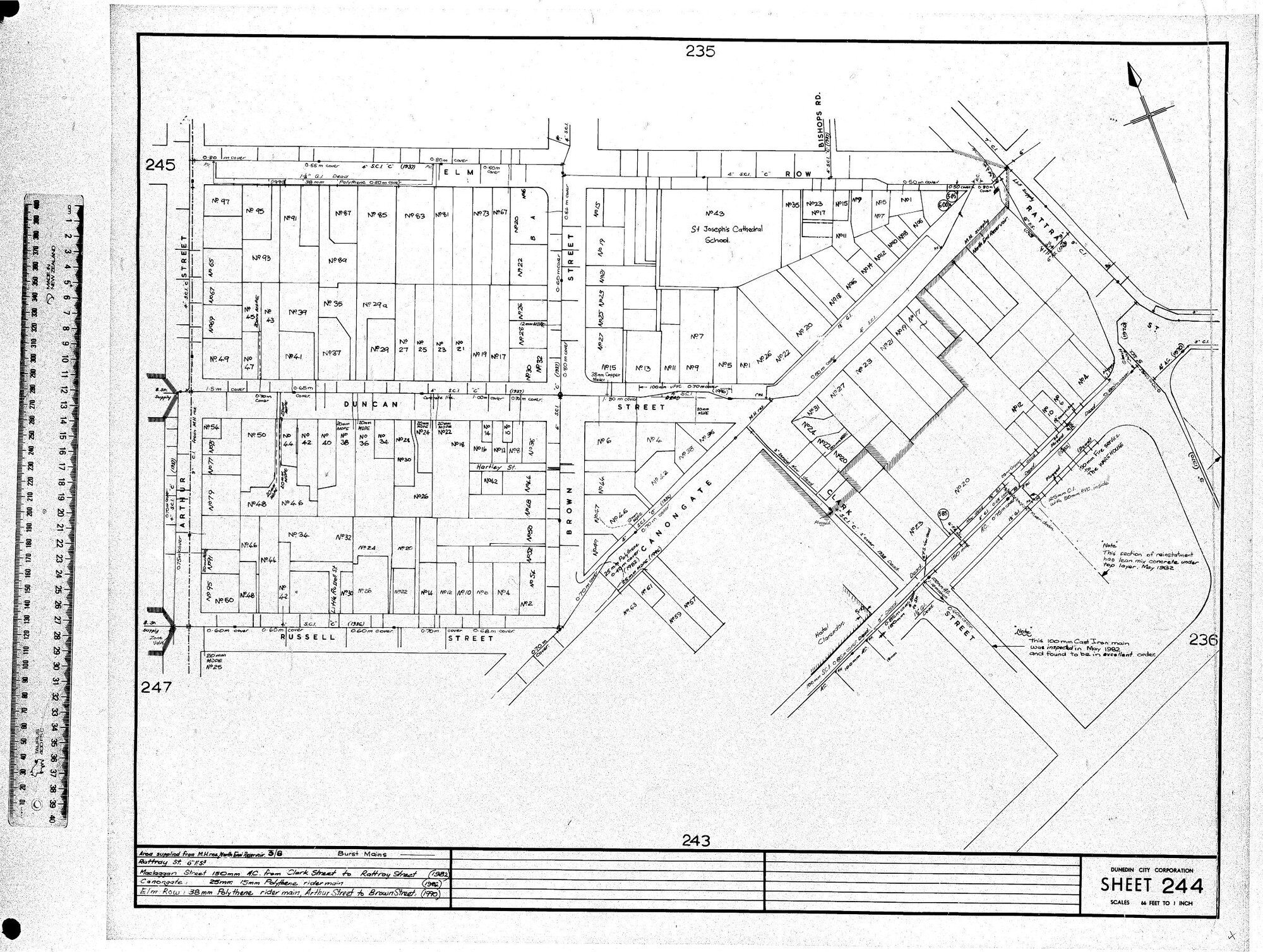 AREA SUPPLIED FROM M.H. RES &amp; NORTH END RESERVOIR - 3/8 - BURST MAINS