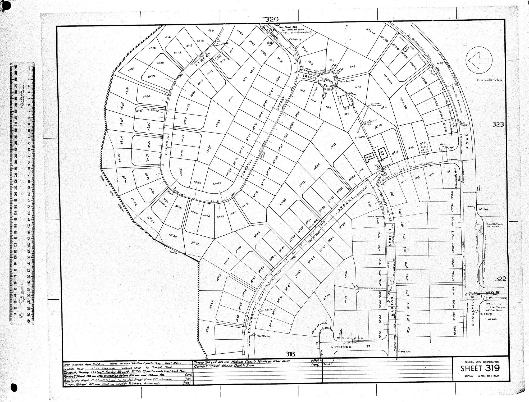 AREA SUPPLIED FROM H.W.B. RES HOUSE SERVICES ALKATHENE PLASTIC GREY: BURST MAINS