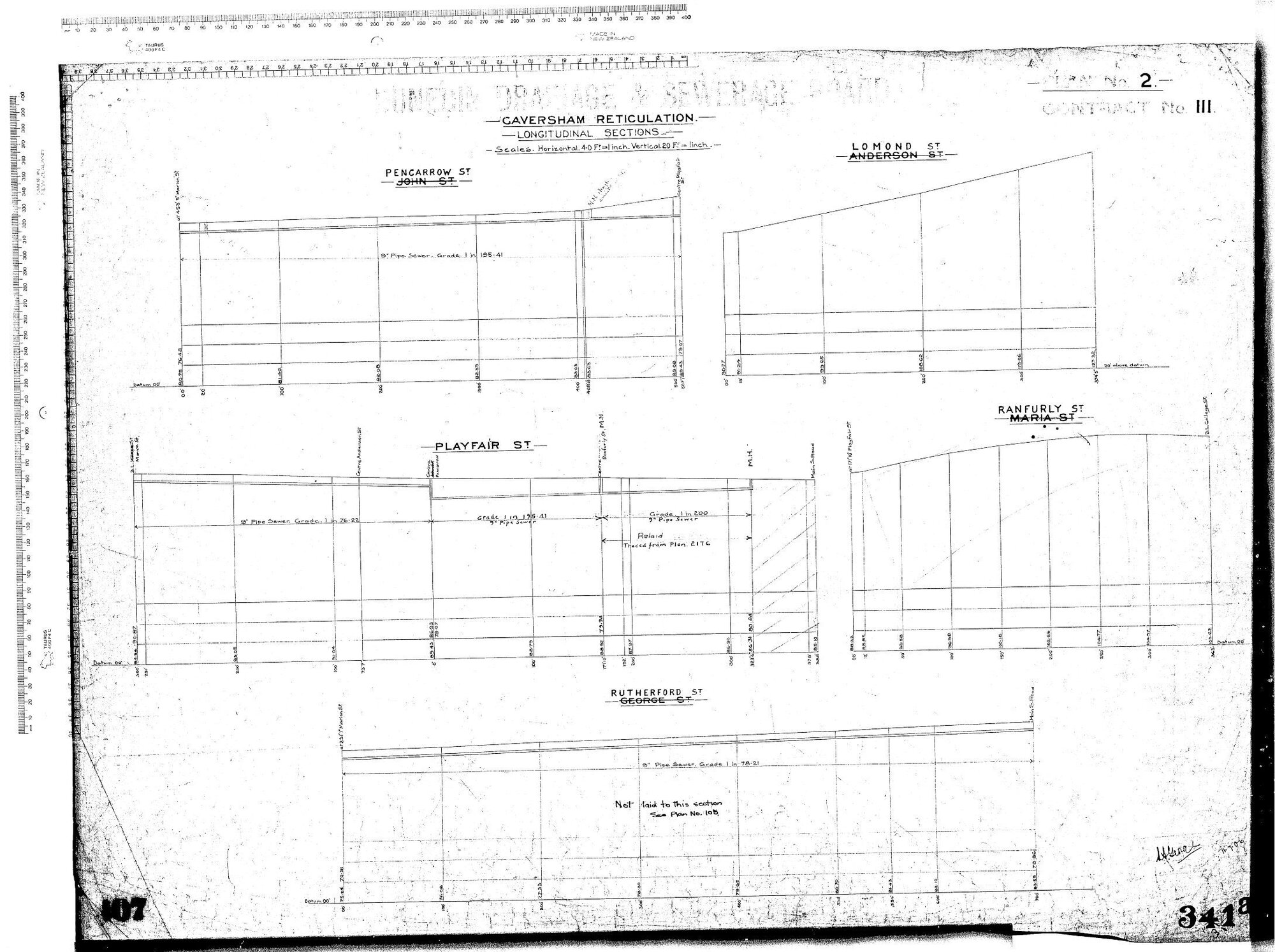 Caversham Reticulation - Longitudinal Sections