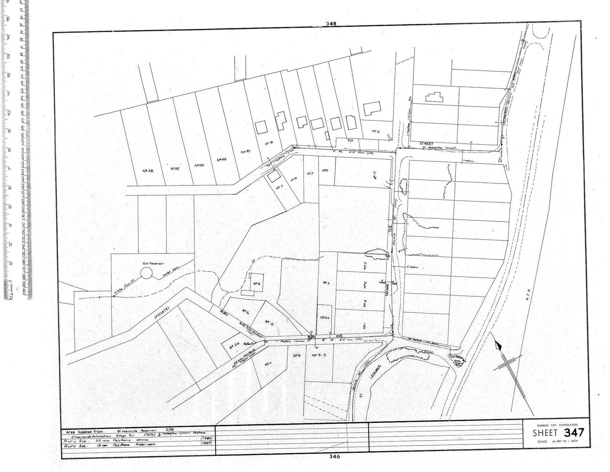 AREA SUPPLIED FROM ST LEONARDS RESERVOIR. D/7E
