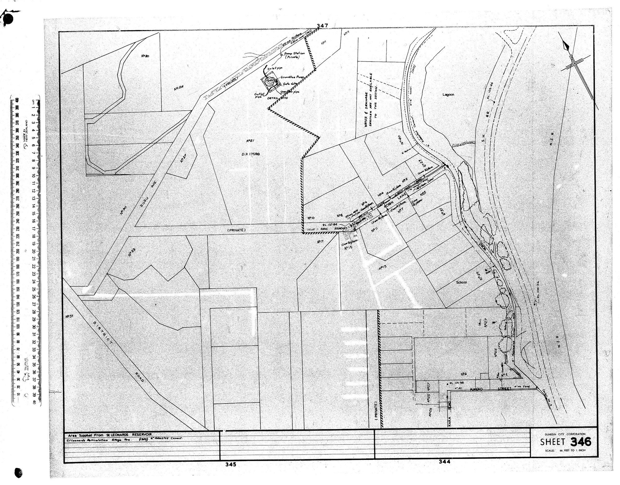 AREA SUPPLIED FROM ST LEONARDS RESERVOIR.