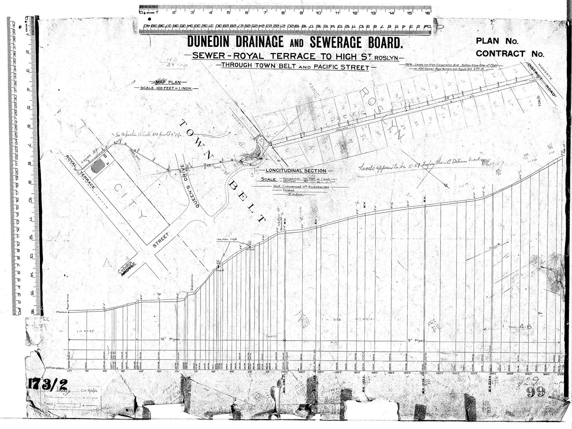 Sewer - Royal Terrace to High St Roslyn - Through Town Belt and Pacific Street
