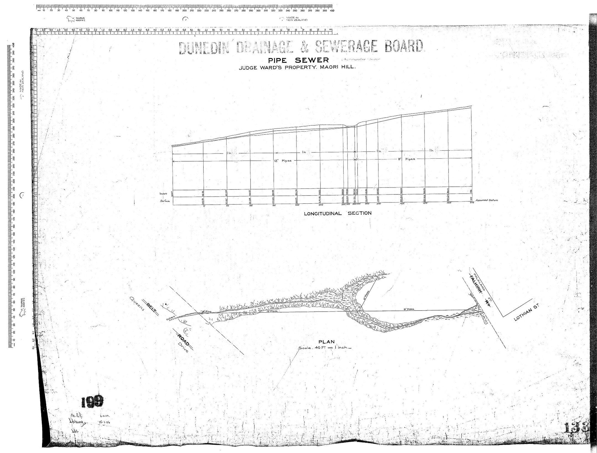 Pipe Sewer Judge Ward's Property. Maori Hill