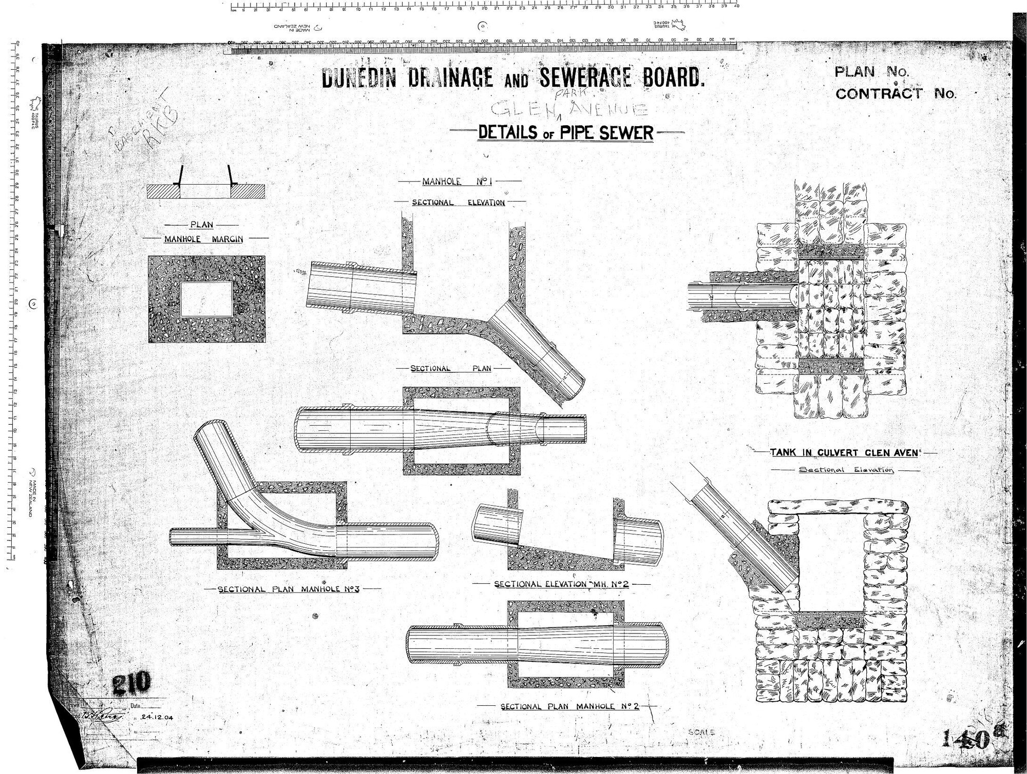 GLEN PARK AVENUE - DETAILS OF PIPE SEWER