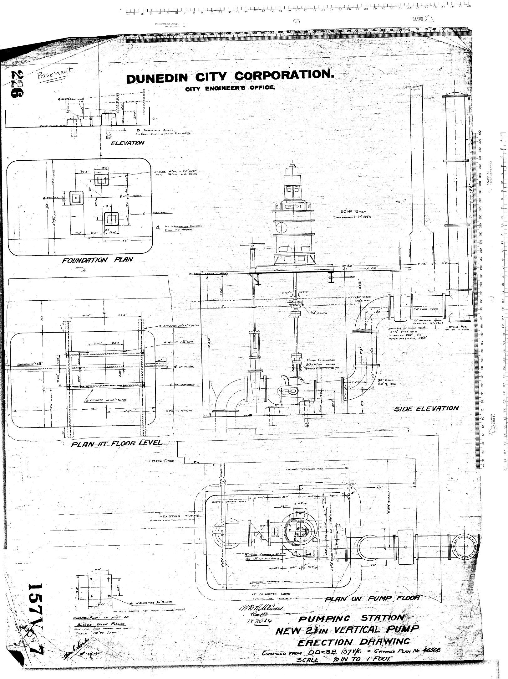 PUMPING STATION - NEW 21" VERTICAL PUMP - ERECTION DRAWING