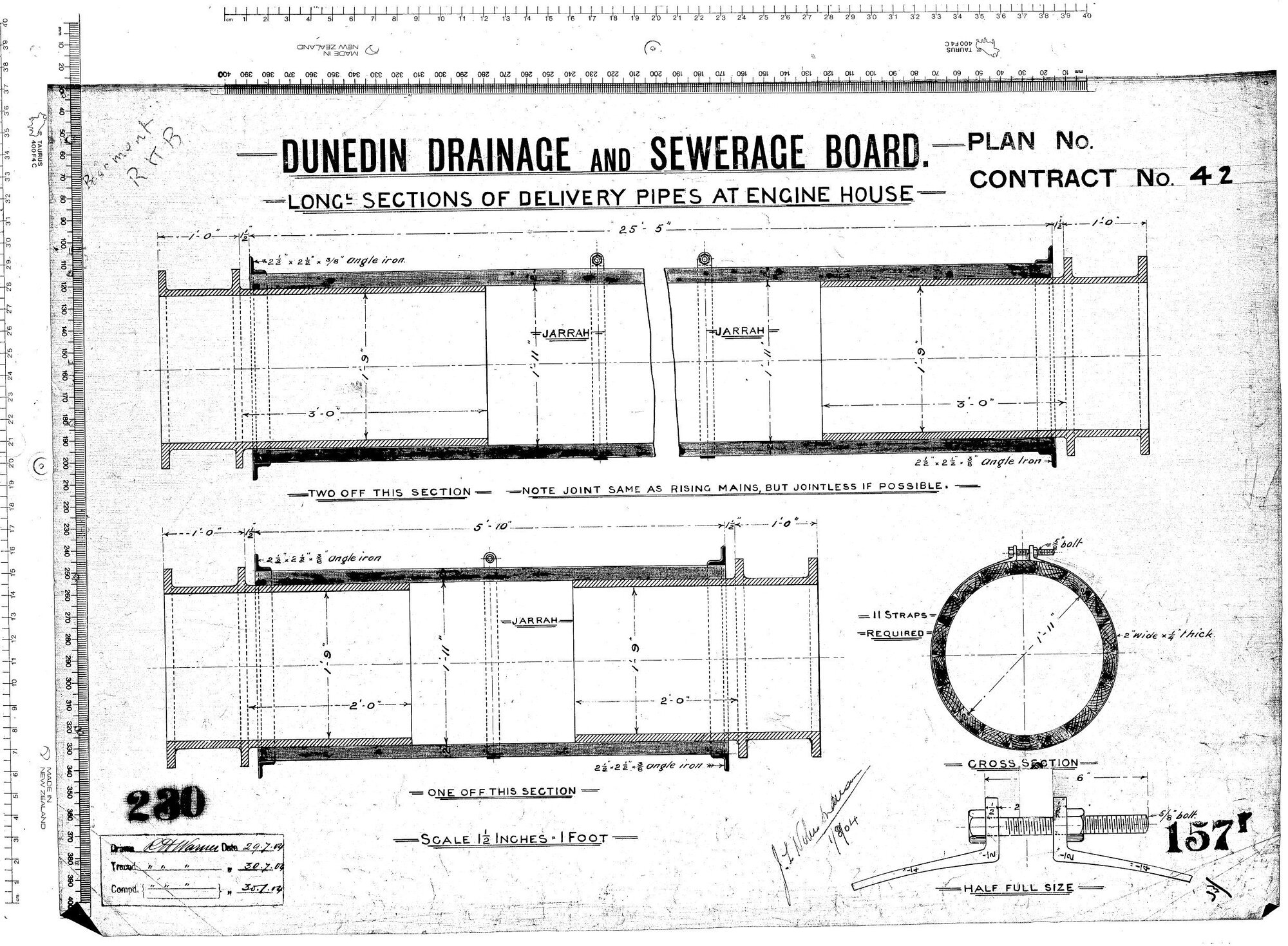LONG SECTIONS OF DELIVERY PIPES AT EGINE HOUSE