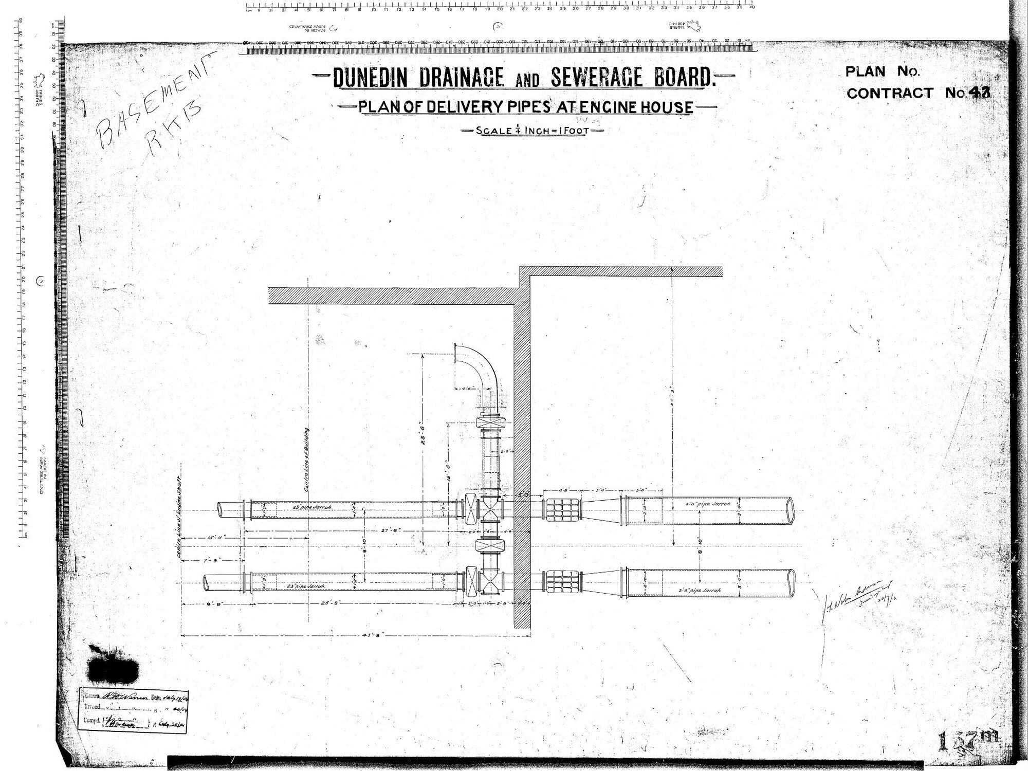 PLAN OF DELIVERY PIPES AT ENGINE HOUSE