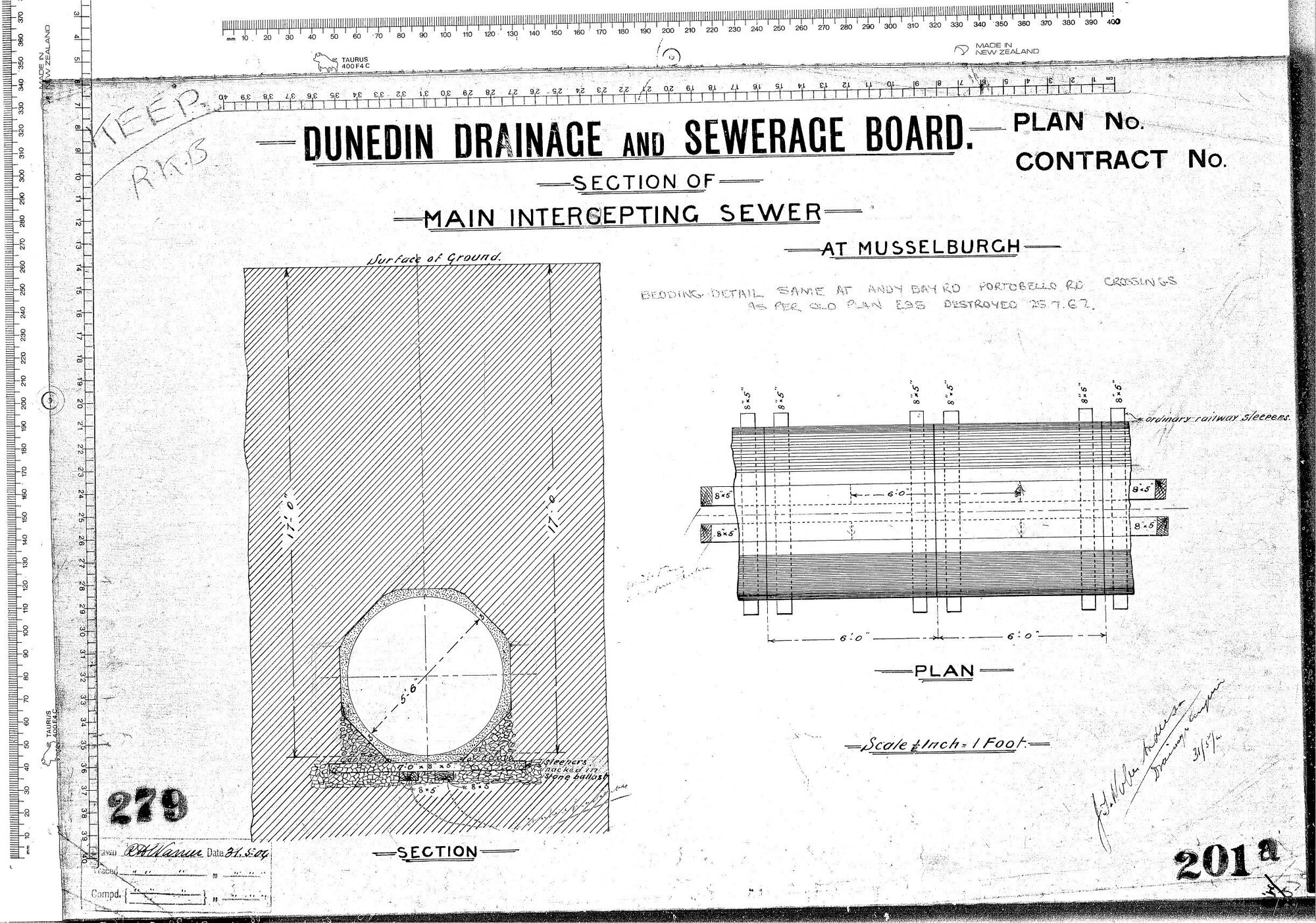 SECTIONS OF - MAIN INTERCEPTING SEWER - AT MUSSELLBURGH