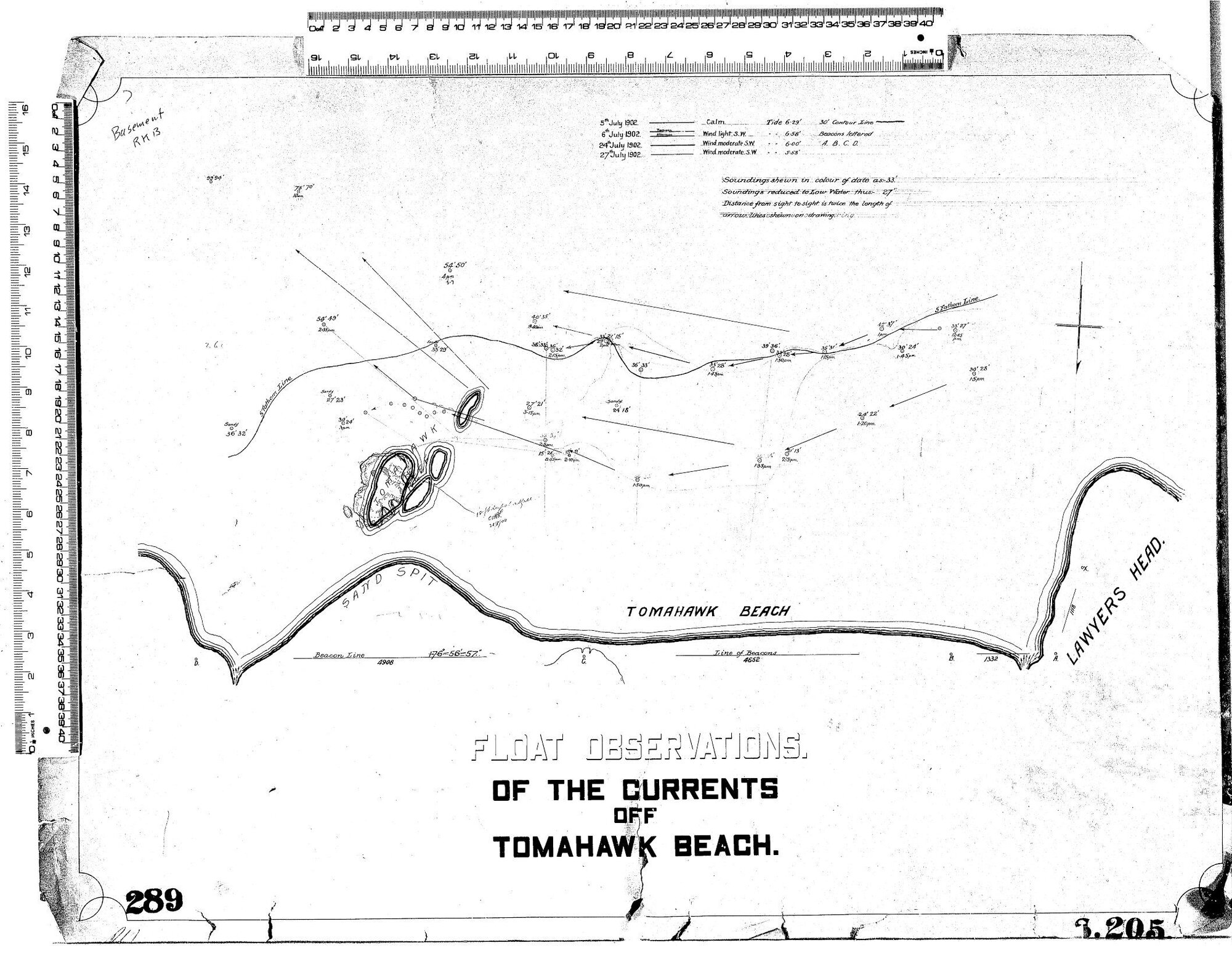 FLOAT OBSERVATIONS OF THE CURRENTS OFF TOMAHAWK BEACH