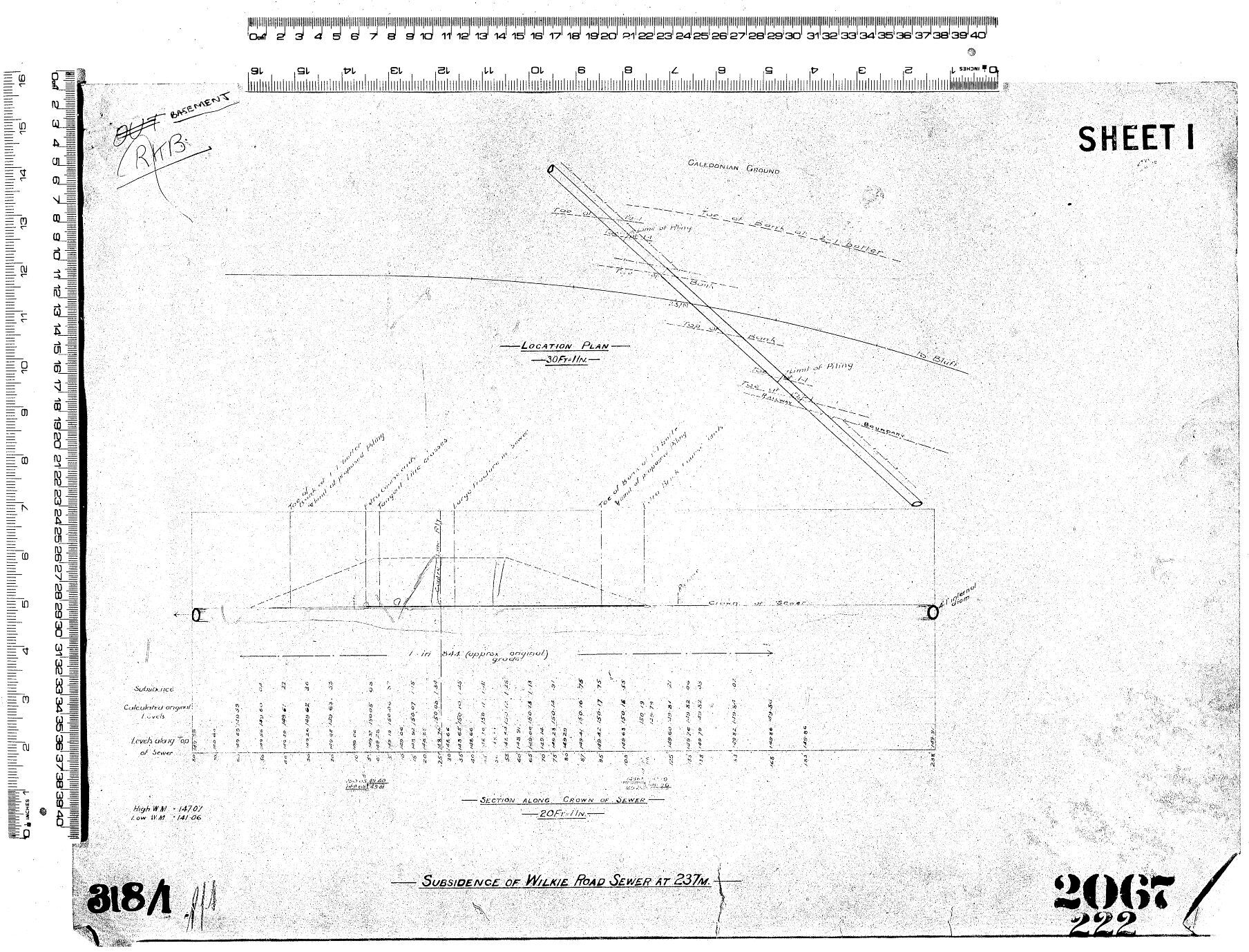 SUBSIDENCE OF WILKIE ROAD SEWER AT 237m