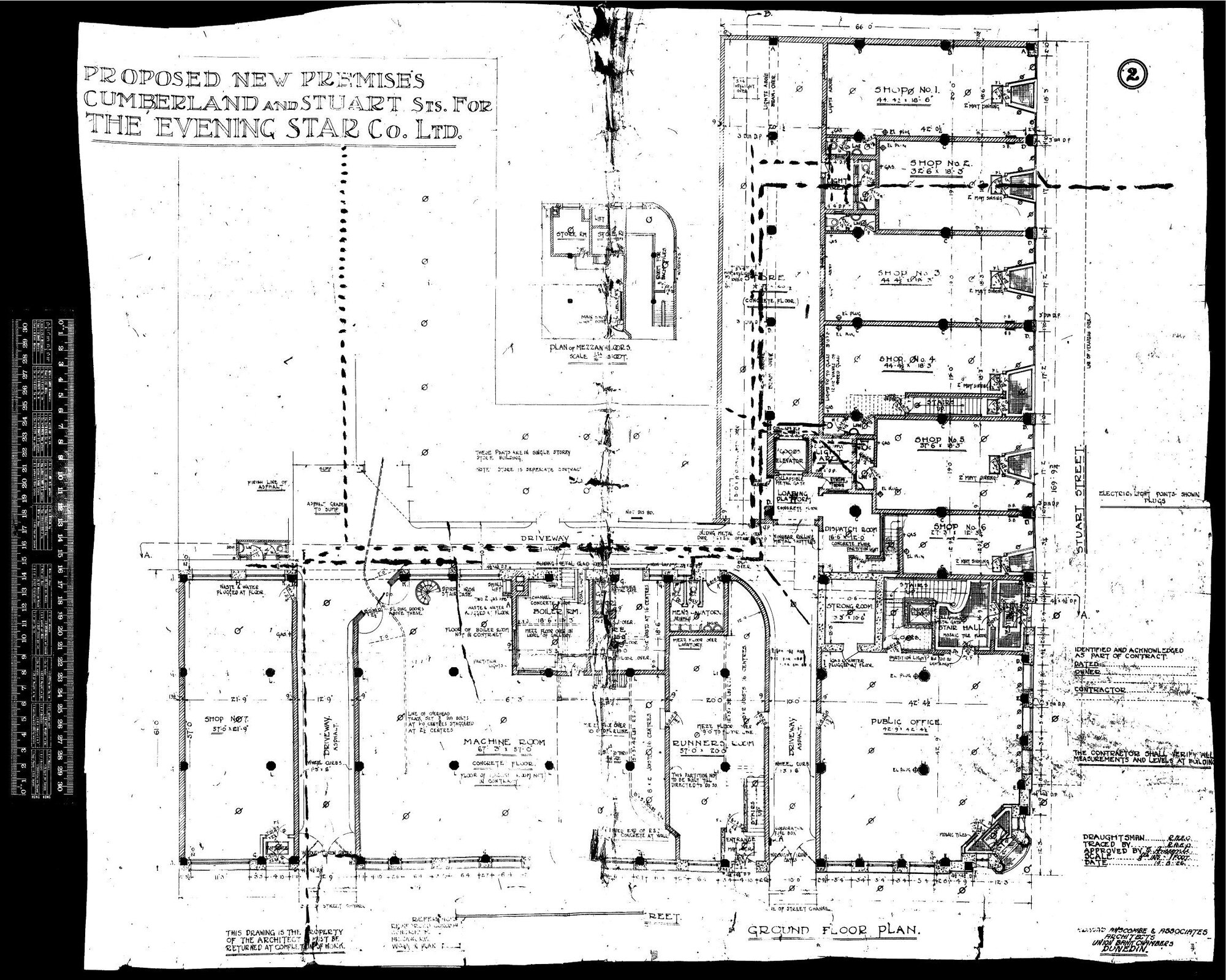 PROPOSED NEW PREMISES - CUMBERLAND AND STUART STS. FOR THE EVENING STAR Co. ltd
