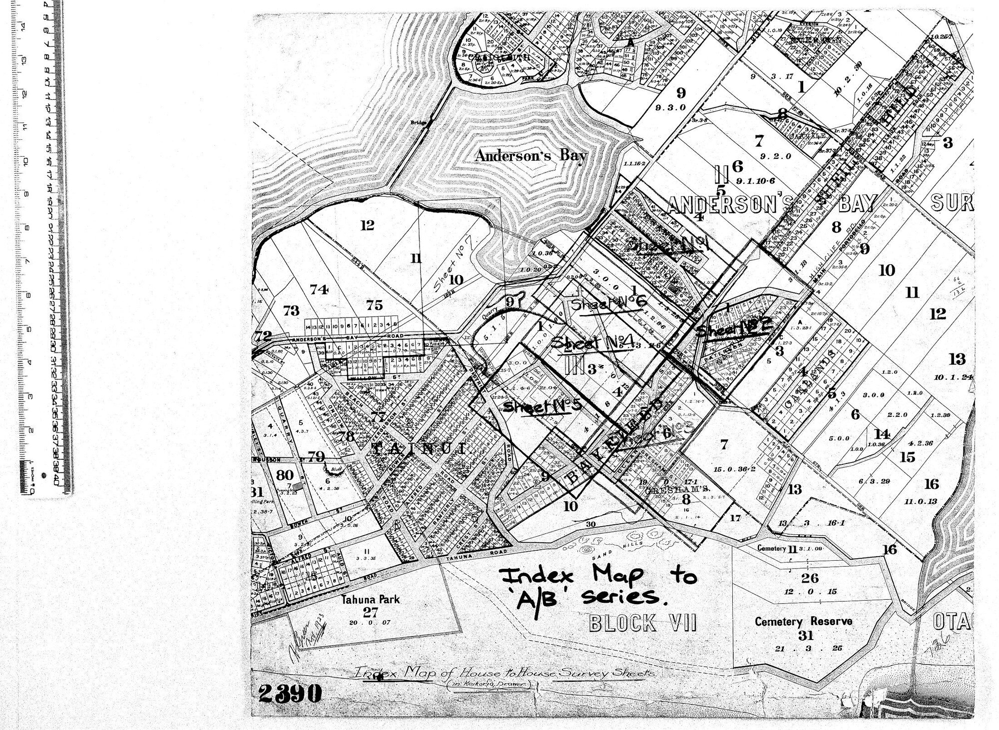INDEX MAP OF HOUSE TO HOUSE SURVEY SHEETS - ANDY BAY