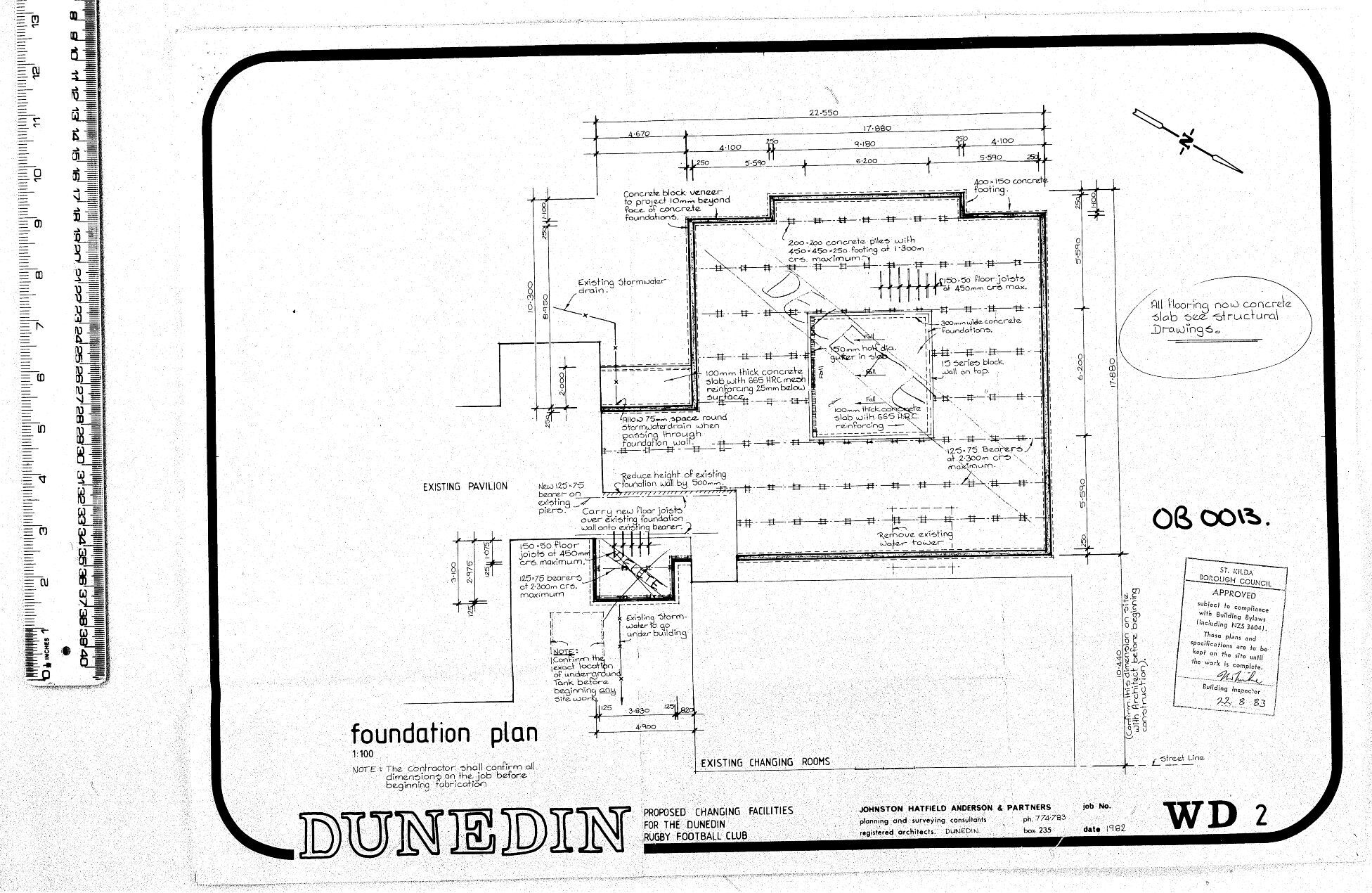 PROPOSED CHANGING FACILITIES FOR THE DUNEDIN RUGBY CLUB