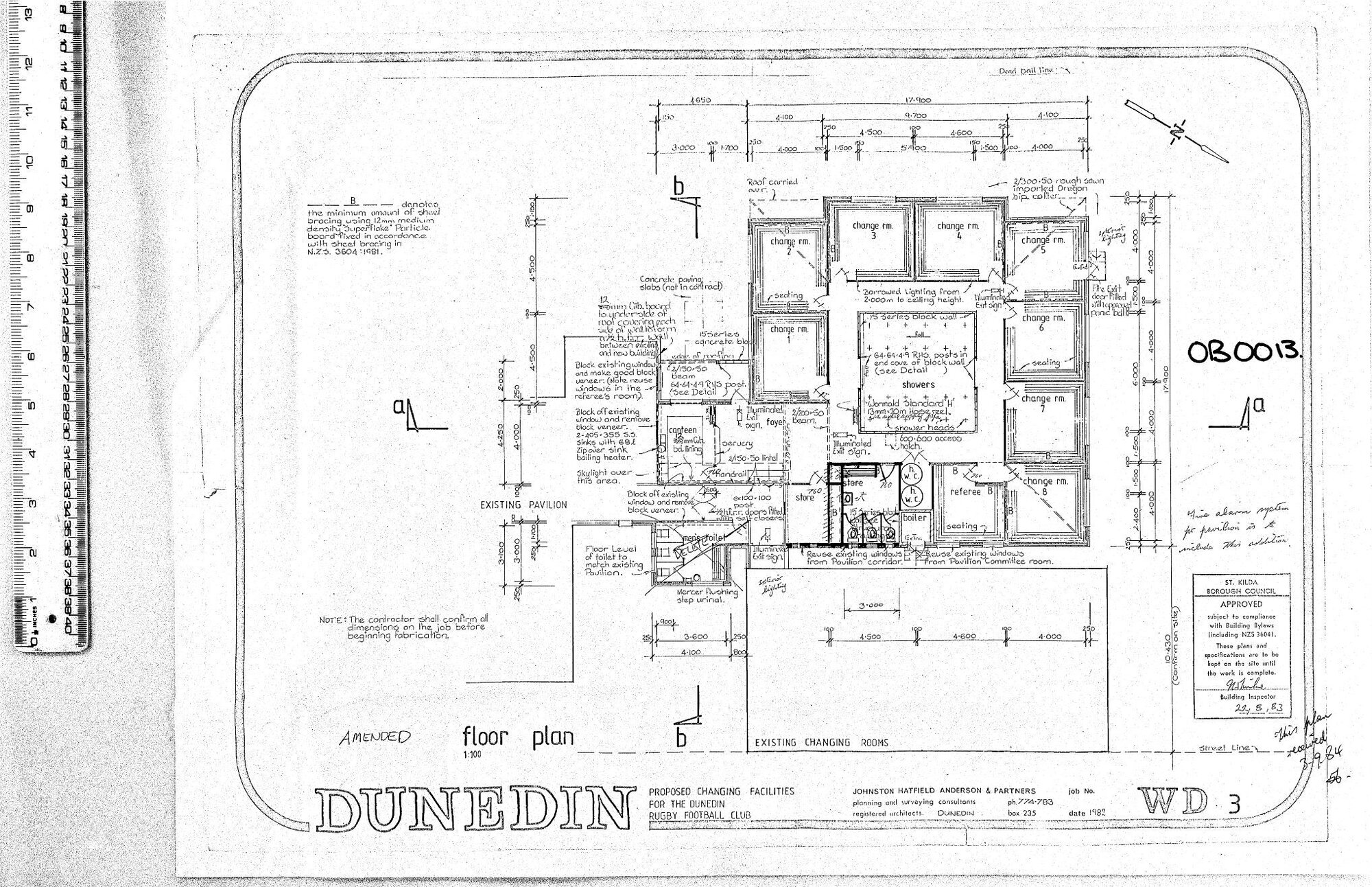 PROPOSED CHANGING FACILITIES FOR THE DUNEDIN RUGBY CLUB