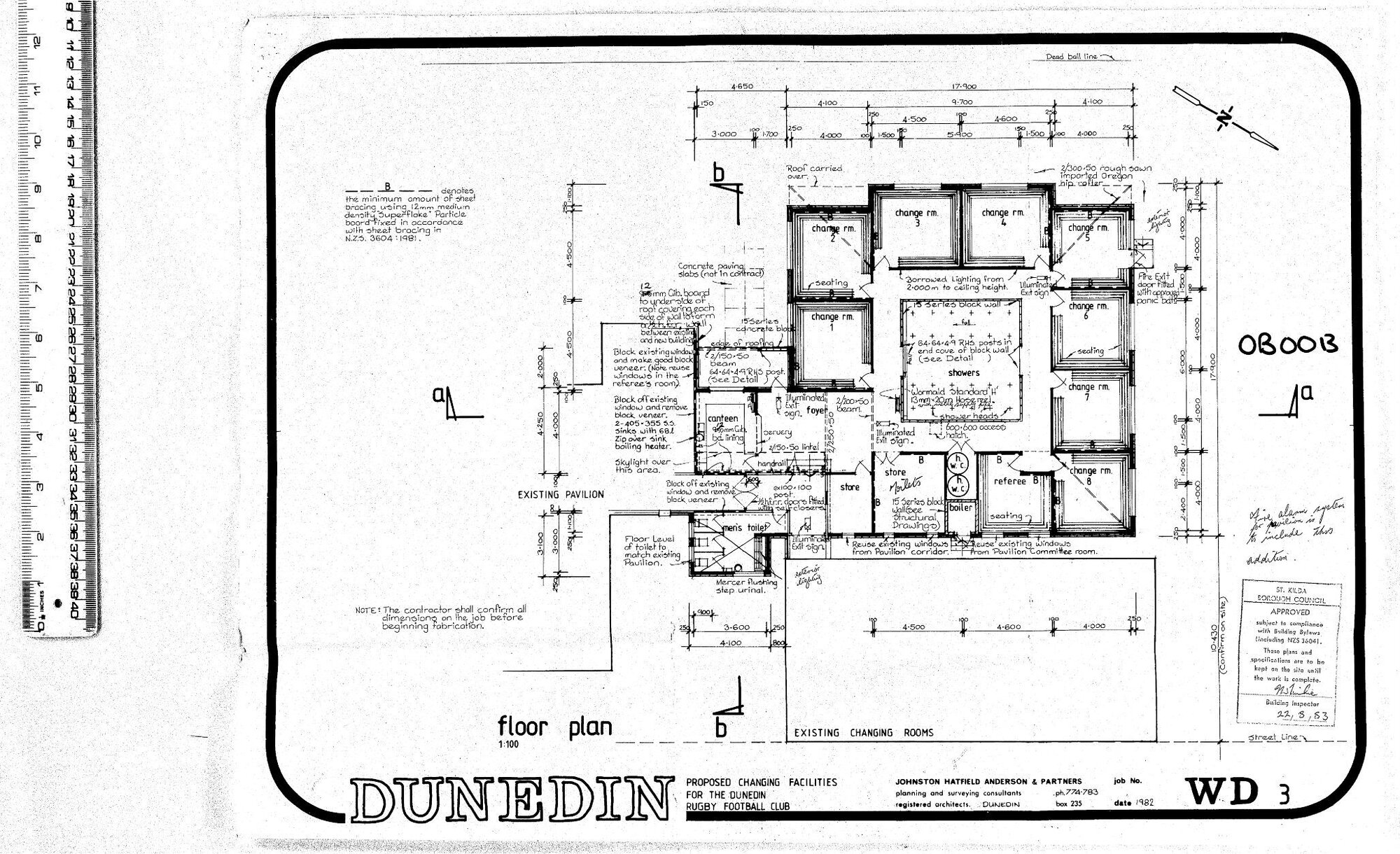PROPOSED CHANGING FACILITIES FOR THE DUNEDIN RUGBY CLUB