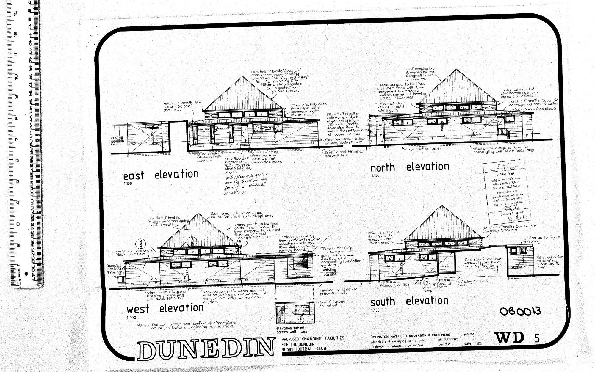 PROPOSED CHANGING FACILITIES FOR THE DUNEDIN RUGBY CLUB