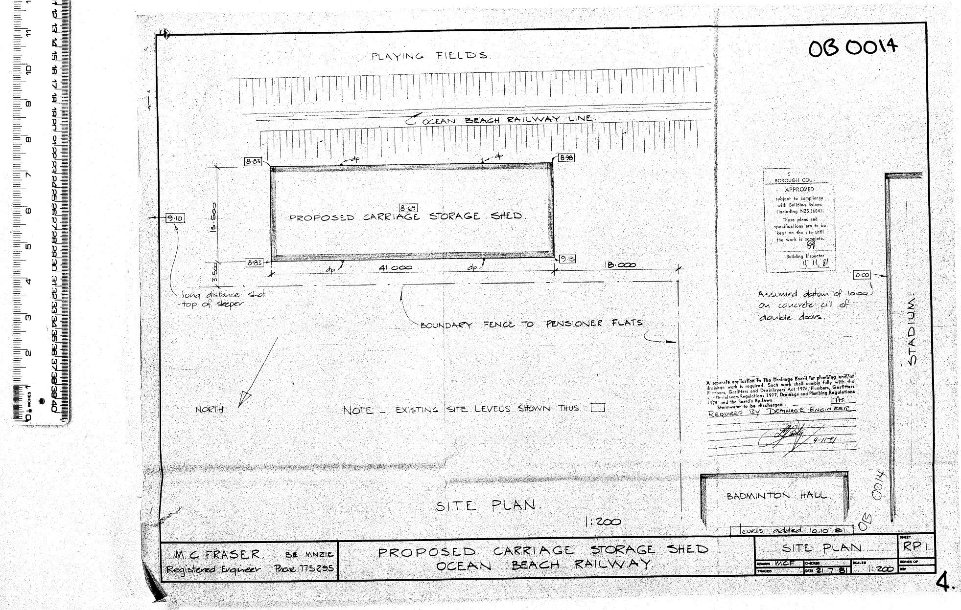 PROPOSED CARRIAGE STORAGE SHED OCEAN BEACH RAILWAY