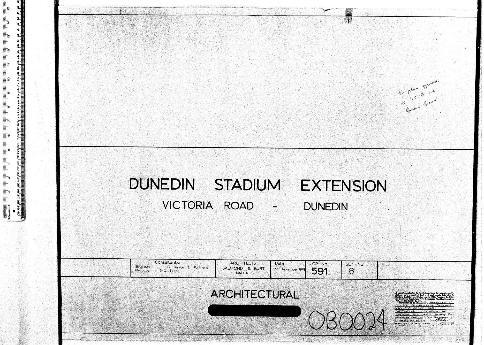 DUNEDIN STADIUM EXTENSION - COVER SHEET