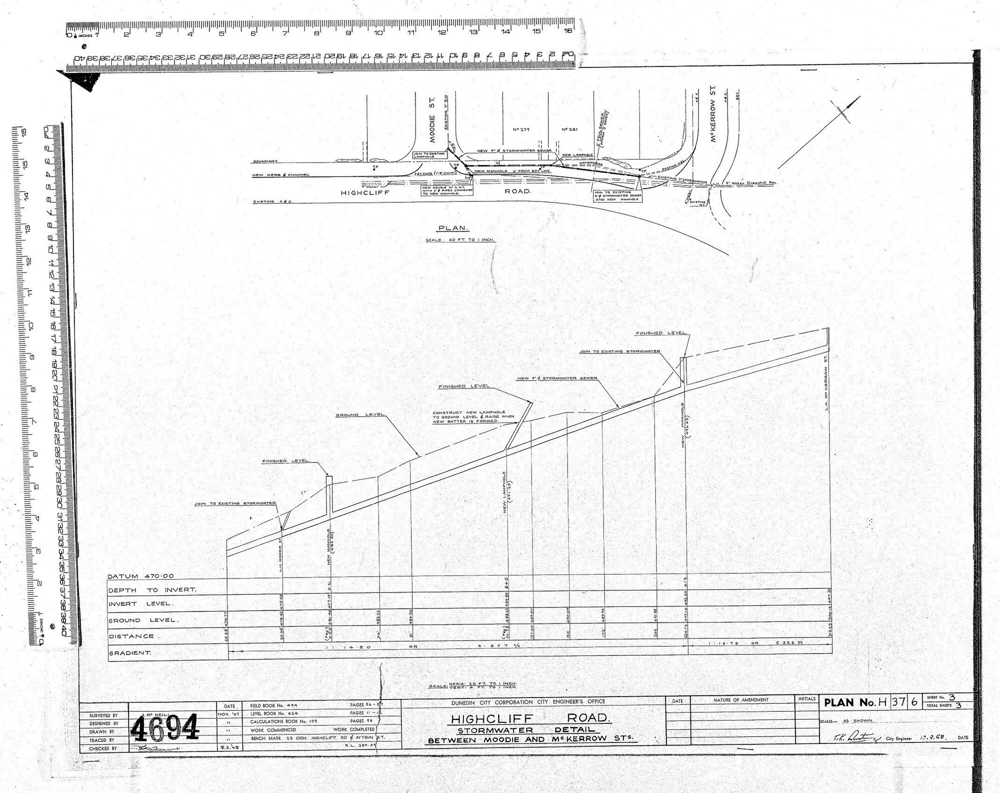 HILLCLIFF ROAD STORMWATER DETAIL BETWEEN MOODIE AND MCKERROW STS.