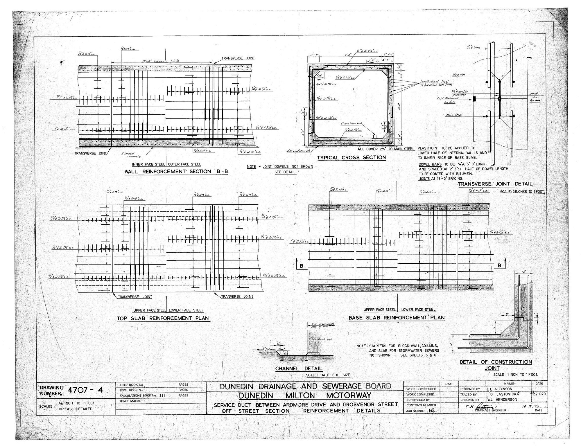 DUNEDIN MILTON MOTORWAY &ndash; SERVICE DUCT BETWEEN ARDMORE DRIVE AND GROSVENOR STREET OFF - STREET SECTION