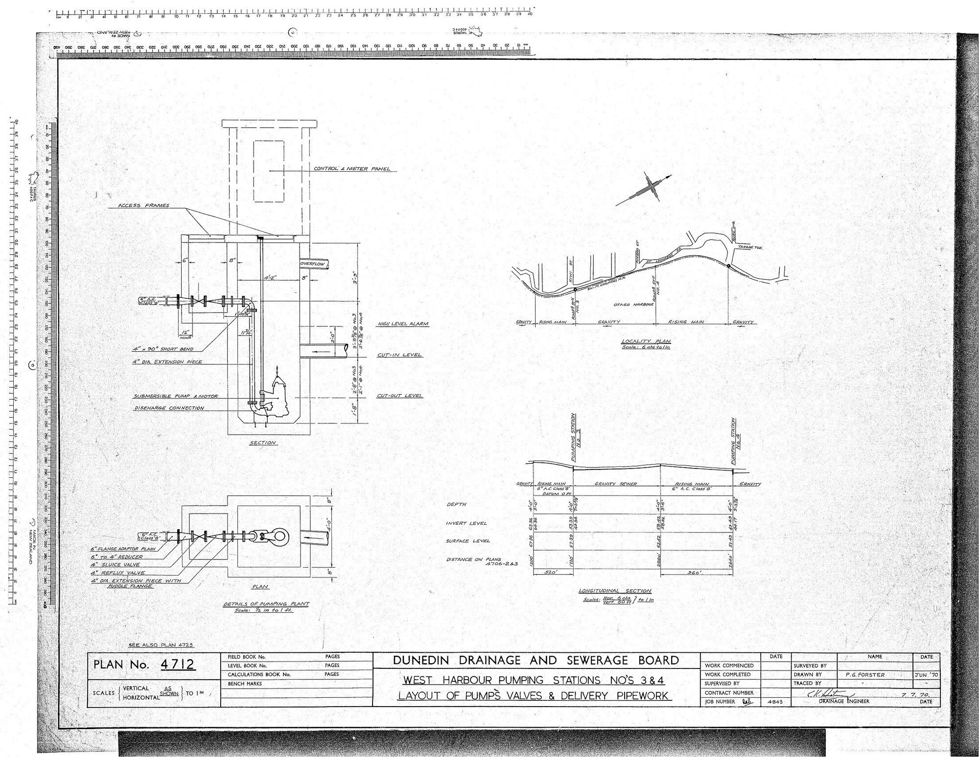WEST HARBOUR PUMPING STATIONS NO'S 3 &amp; 4 LAYOUT OF PUMPS VALVES &amp; DELIVERY PIPEWORK