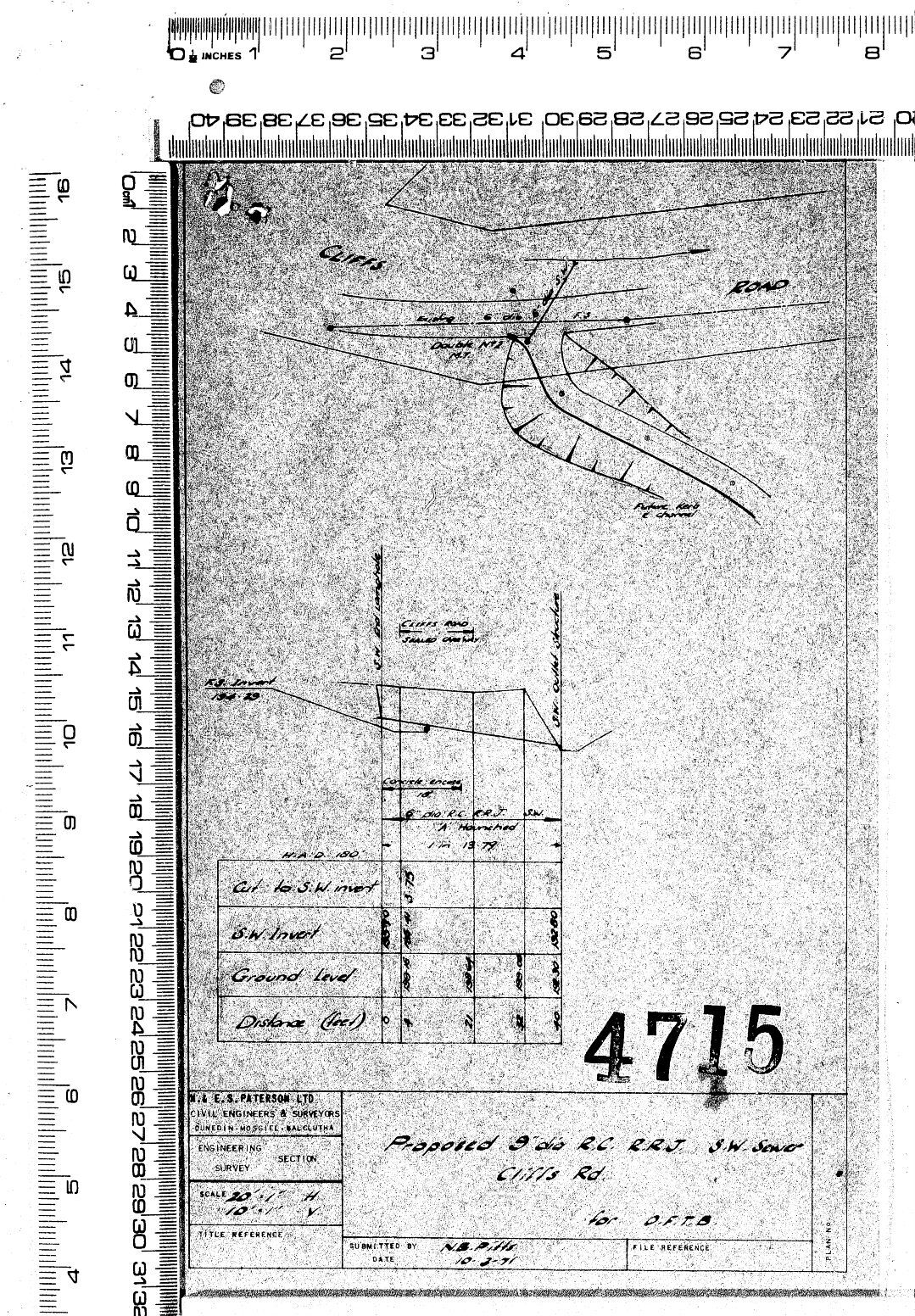PROPOSED 9' DIA R.C. R.R.J. S.W. SEWER CLIFFS RD. FOR O.F.T.B