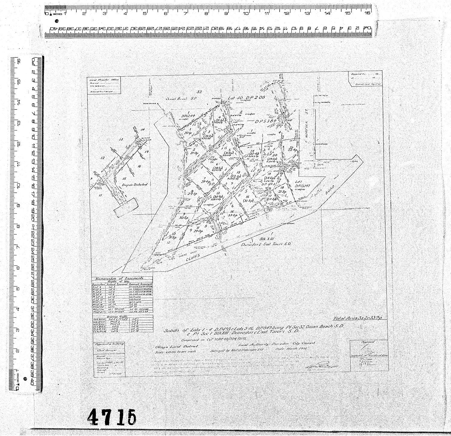 SUBDN OF LOTS 1-4 D.P.493 &amp; LOTS 5-16 D.P.849 BEING PT SEC 32 OCEAN BEACH S.D. &amp; PT SCE 1 BLK XIII DUNEDIN &amp; EAST TAIERI S.D.
