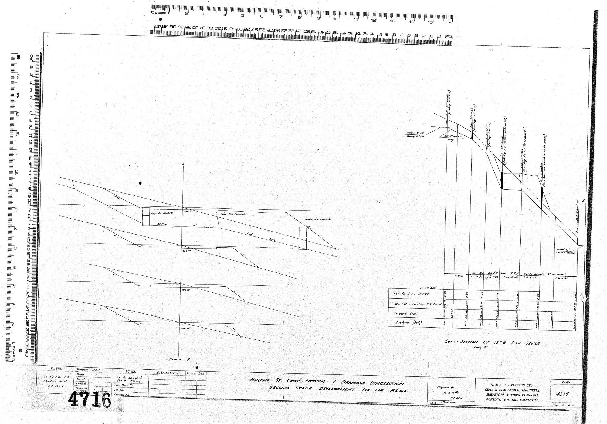 BRUGH ST. CROSS-SECTION &amp; DRAINAGE LONGSECTION SECOND STAGE DEVELOPMENT FOR THE P.S.S.A