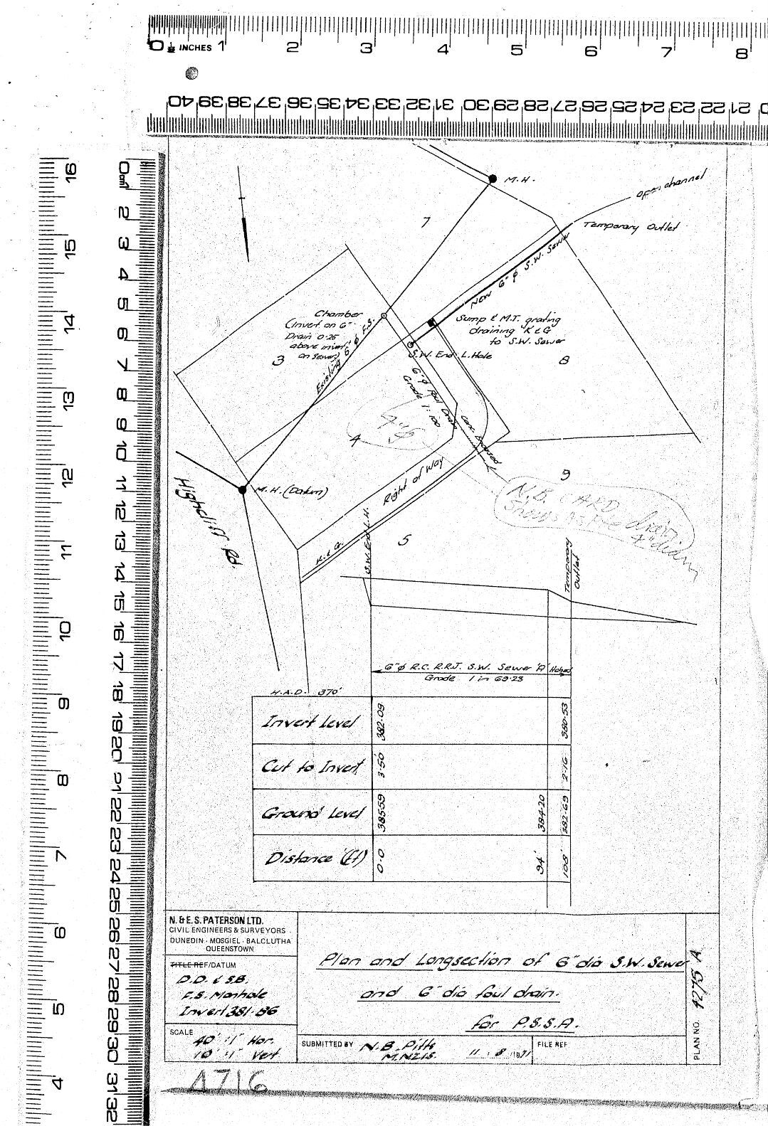 PLAN AND LONGSECTION OF 6'' DIA S.W. SEWER AND 6'' DIA FOUL DRAIN FOR P.S.S.A