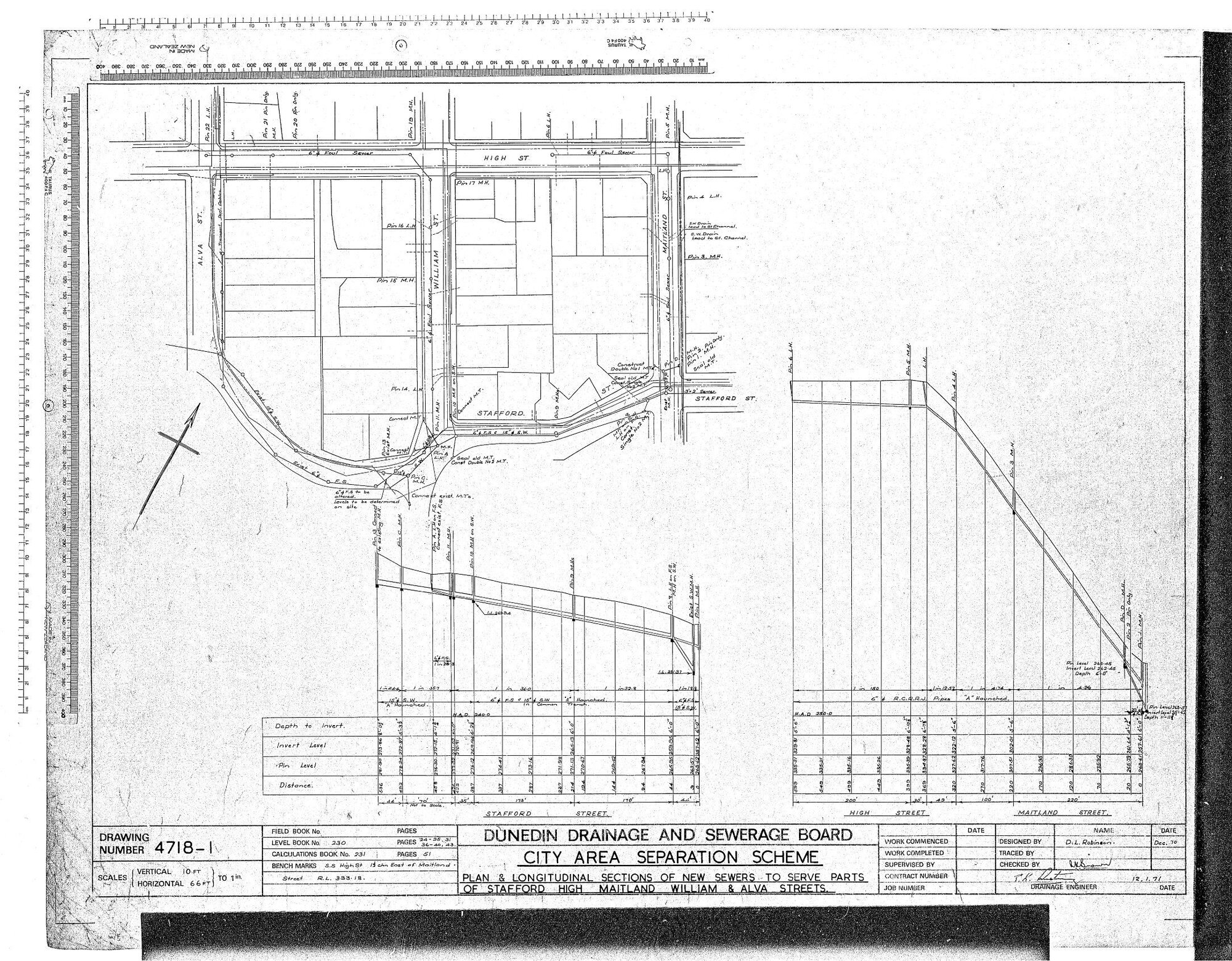 CITY AREA SEPARATION SCHEME &ndash; PLAN &amp; LONGITUDINAL SECTIONS OF NEW SEWERS TO SERVE PARTS OF STAFFORD HIGH MAITLAND WILLIAM &amp; ALVA STREETS