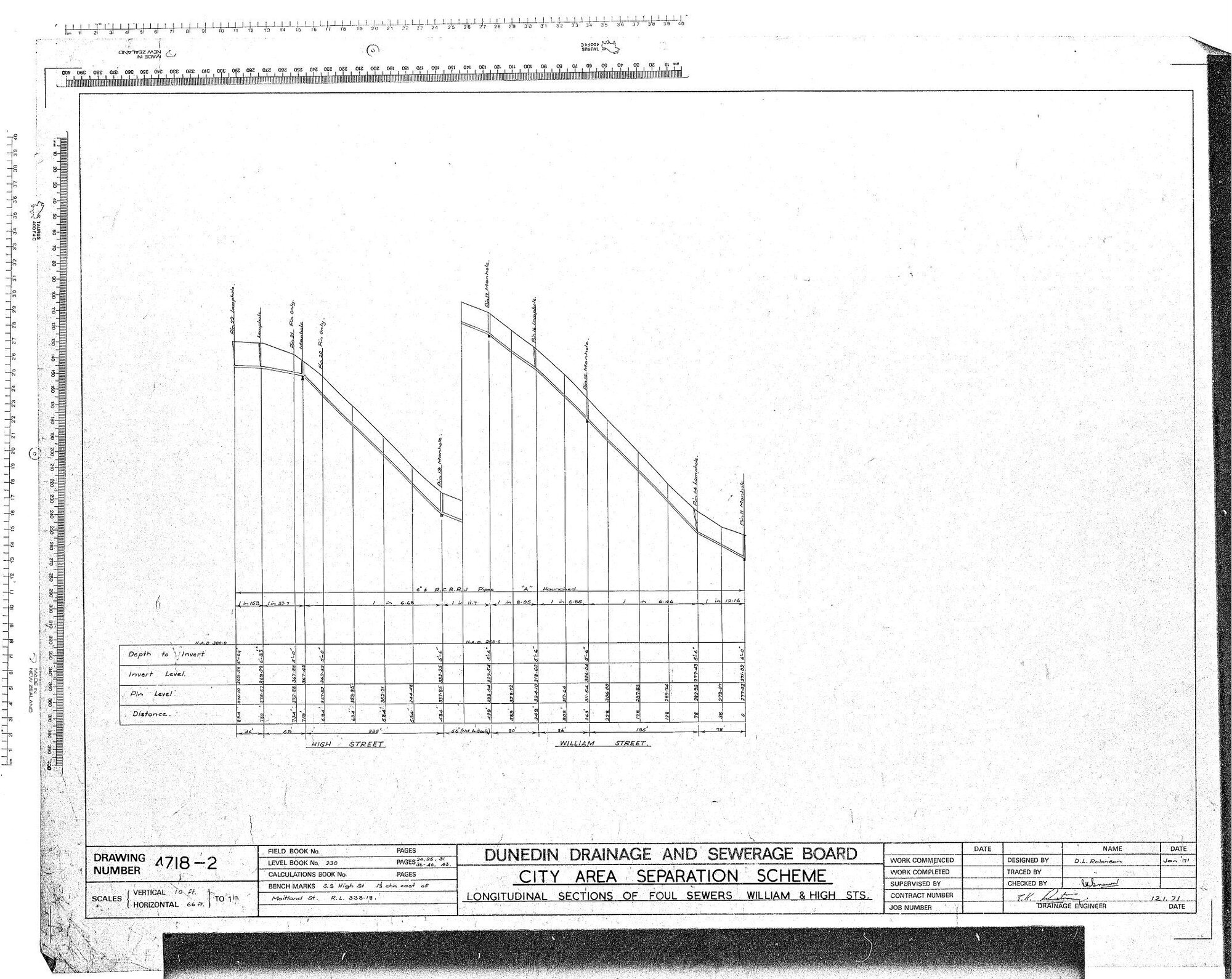 CITY AREA SEPARATION SCHEME &ndash; LONGITUDINAL SECTIONS OF FOUL SEWERS WILLIAM &amp; HIGH STS