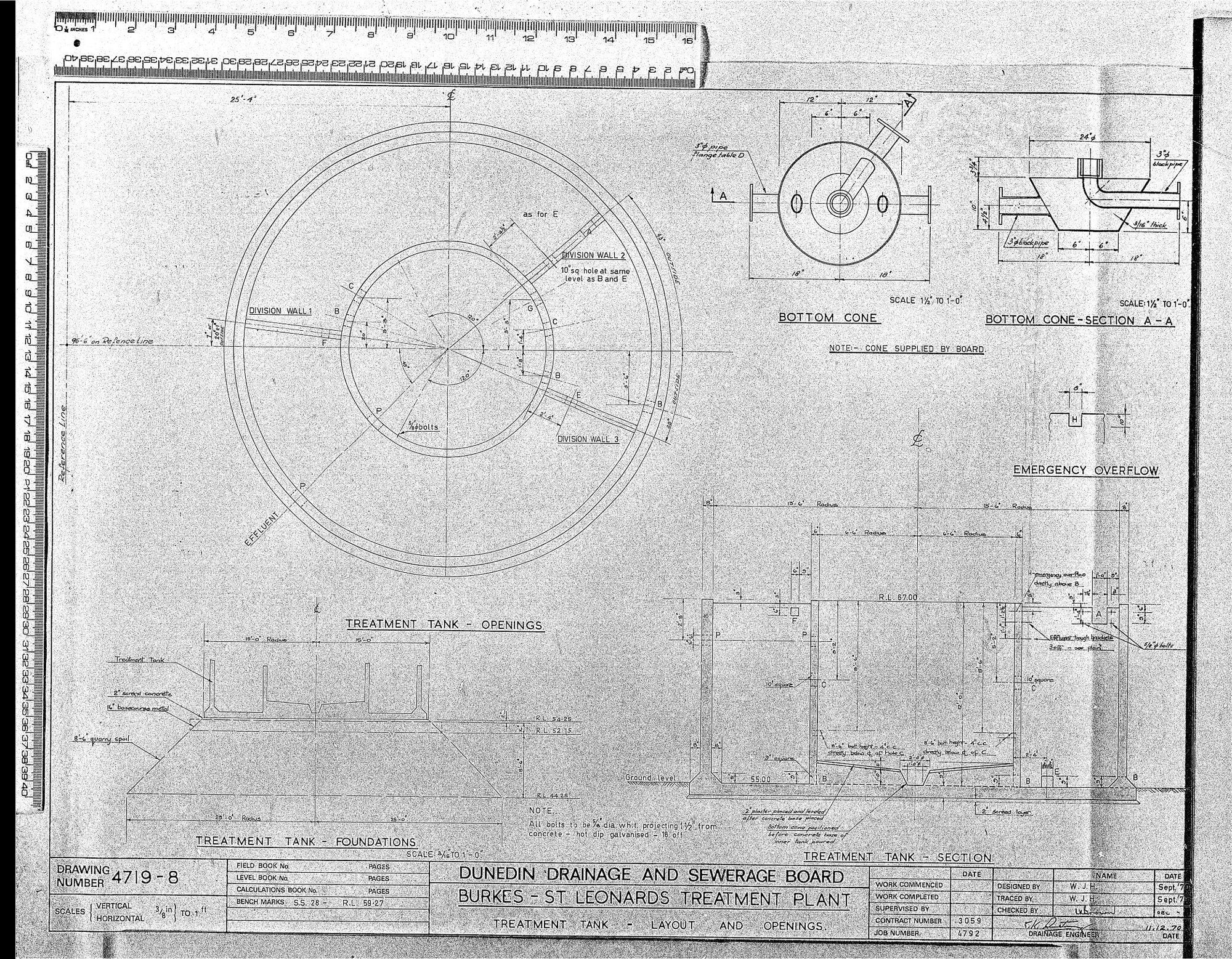 BURKES &ndash; ST LEONARDS TREATMENT PLANT &ndash; TREATMENT TANK &ndash; LAYOUT AND OPENINGS