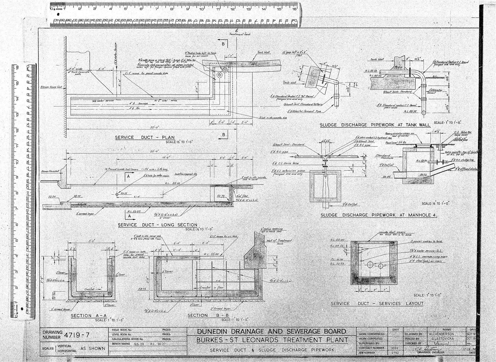 BURKES &ndash; ST LEONARDS TREATMENT PLANT &ndash; SERVICE DUCT &amp; SLUDGE DISCHARGE PIPEWORK