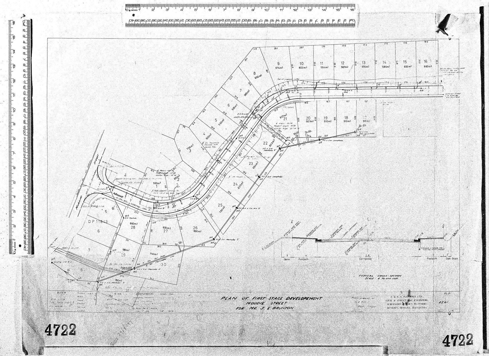 PLAN OF FIRST STAGE DEVELOPMENT MOODIE STREET FOR J.E. BRUNTON