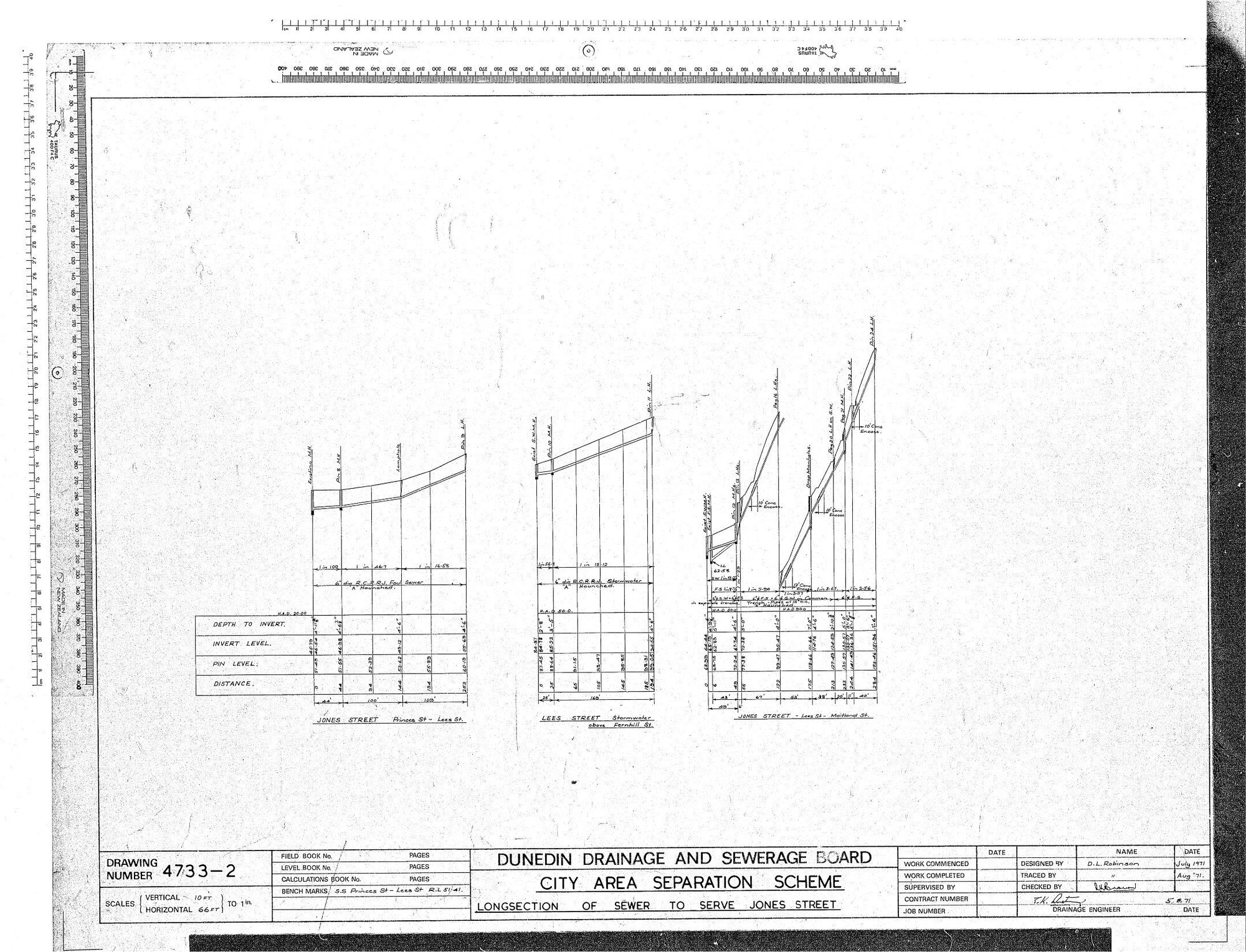 CITY AREA SEPARATION SCHEME &ndash; LONGSECTION OF SEWER TO SERVE JONES STREET
