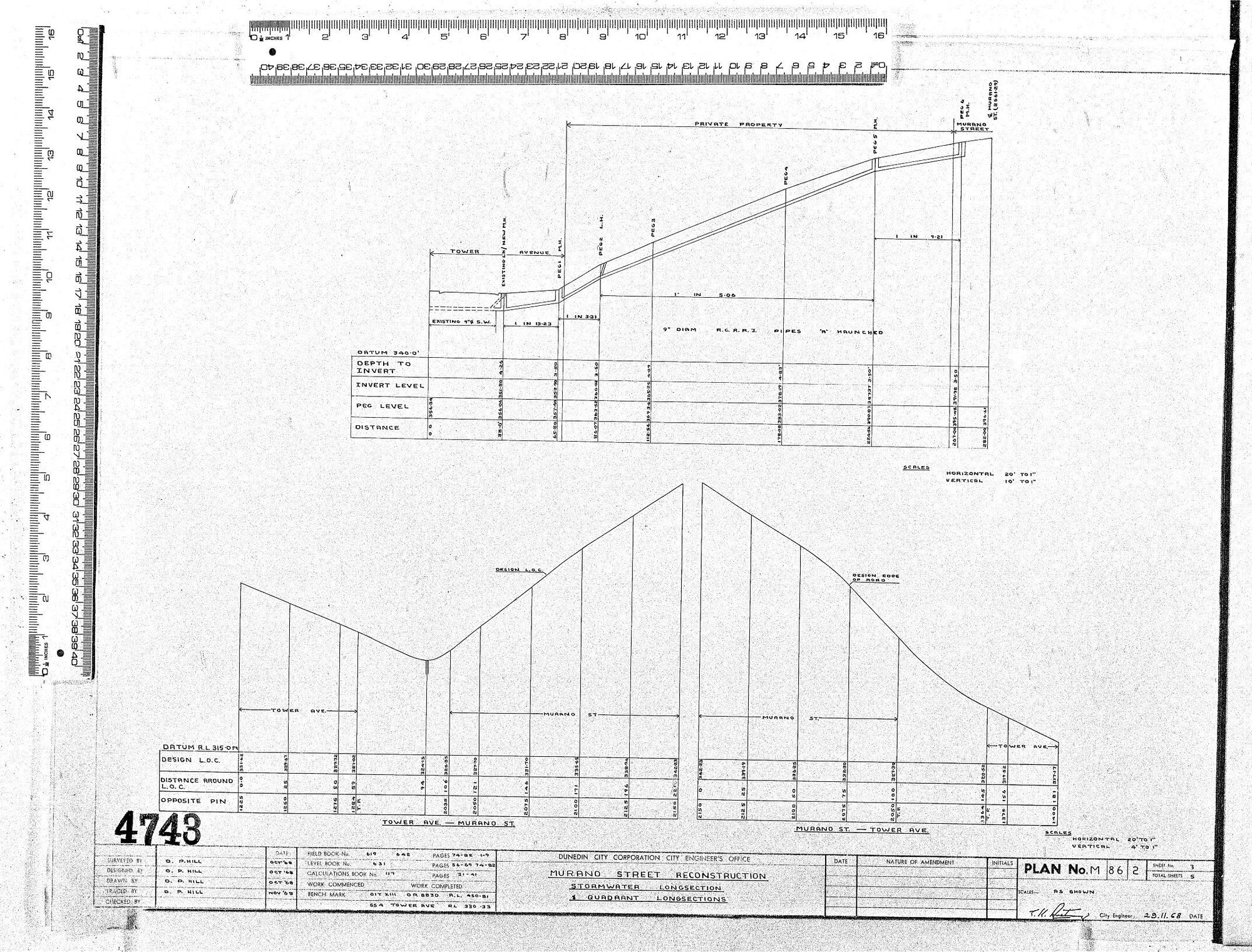 MURAND STREET RECONSTRUCTION &ndash; STORMWATER LONGSECTION &amp; QUADRANT LONGSECTIONS