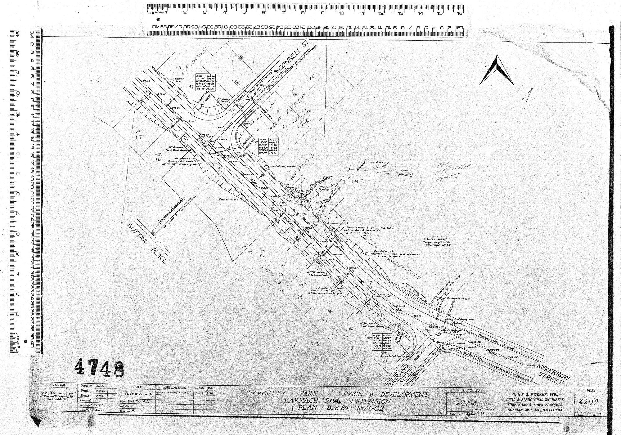 WAVERLEY PARK &ndash; STAGE III DEVELOPMENT LARNACH ROAD EXTENSION PLAN 853 85 &ndash; 162602