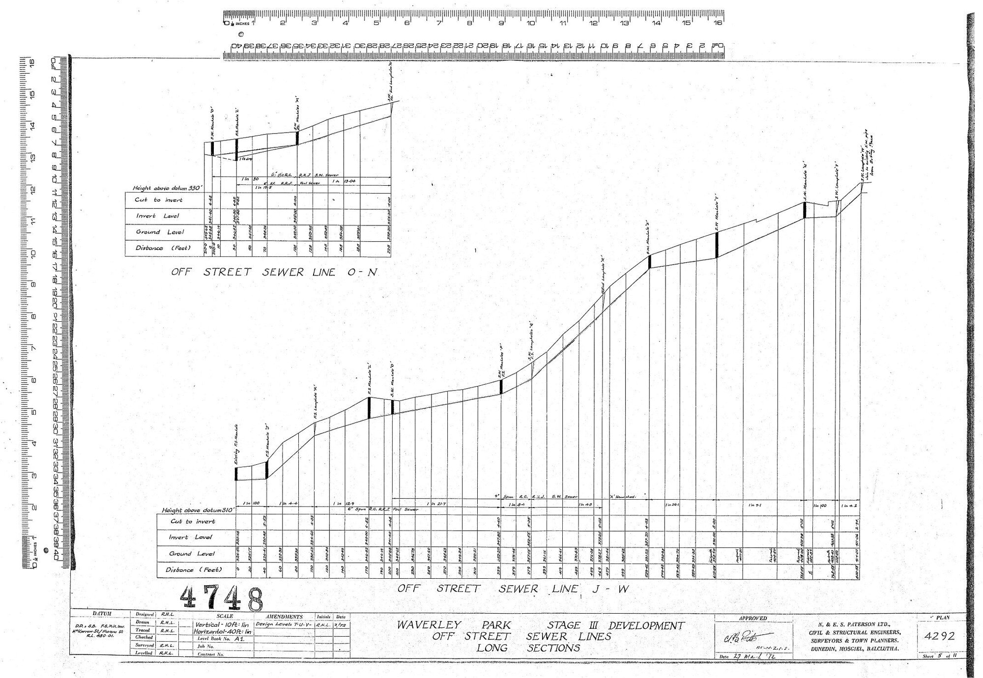 WAVERLEY PARK &ndash; STAGE III DEVELOPMENT OFF STREET SEWER LINES LONG SECTIONS