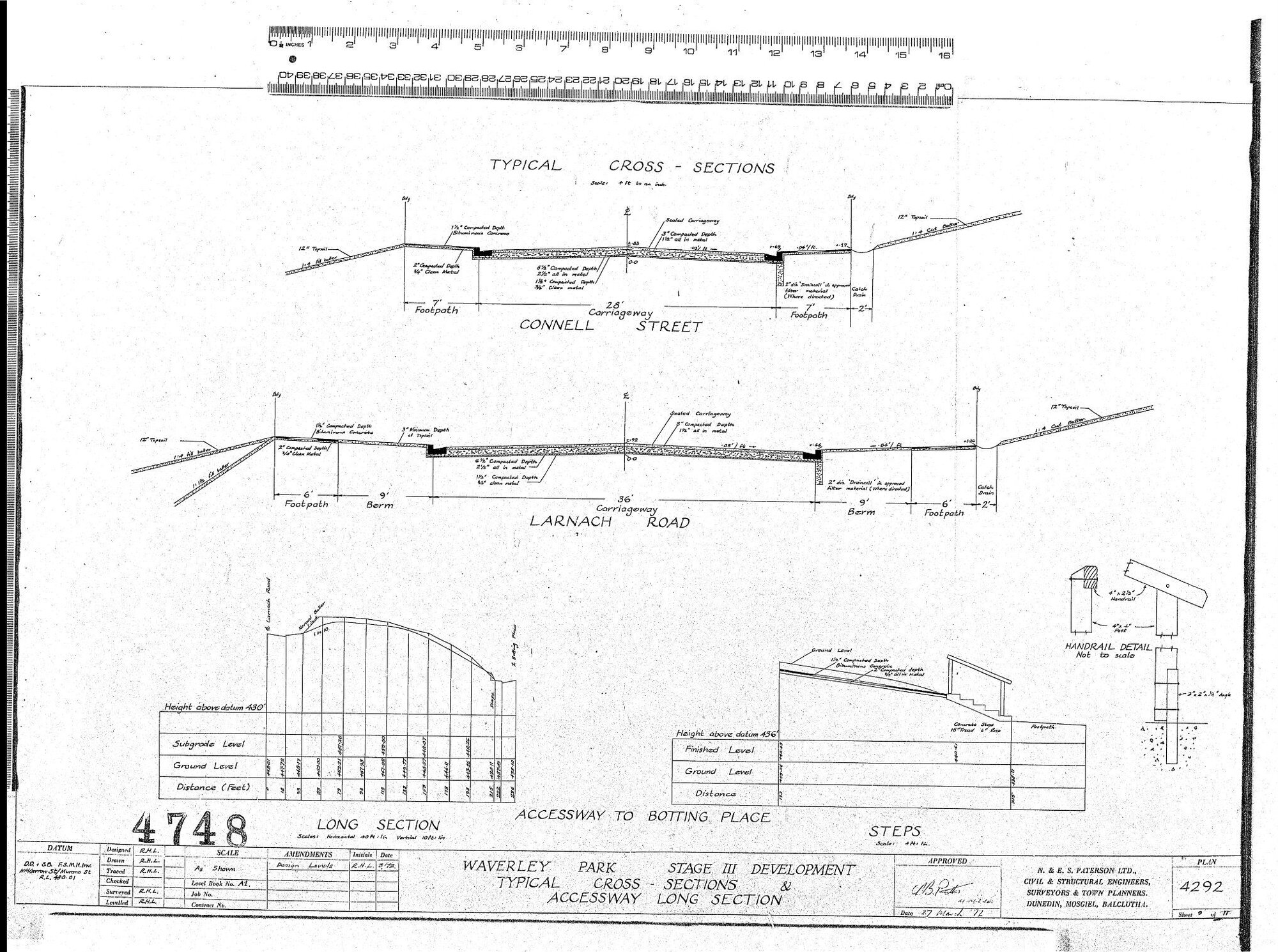WAVERLEY PARK &ndash; STAGE III DEVELOPMENT TYPICAL CROSS &ndash; SECTIONS &amp; ACCESSWAY LONG SECTION